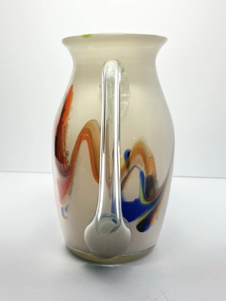 1960s Mid-Century Dalian Glass Co. "Snowflake Series" 6-Piece Pitcher & Tumblers - 8