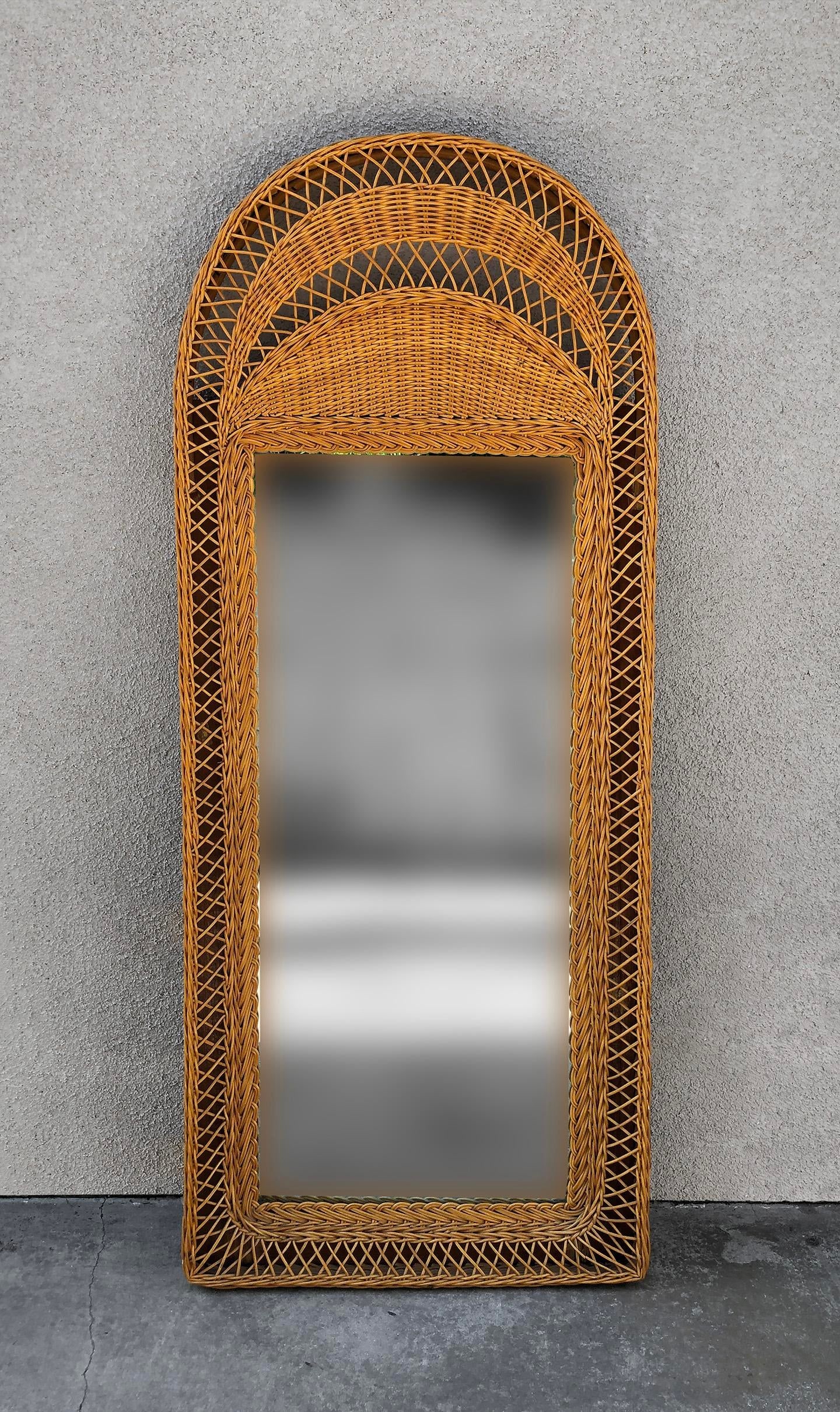 Stunning Vintage French Wicker Reed Frame Mirror - 2