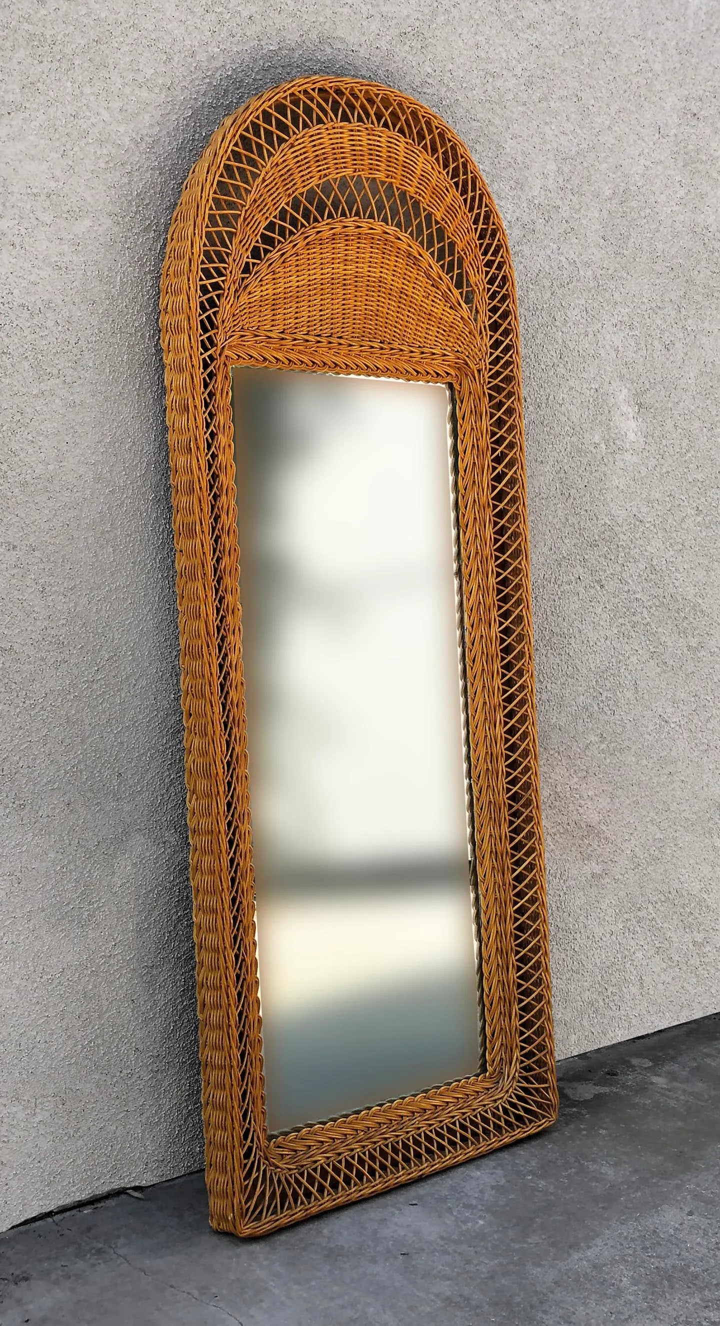 Stunning Vintage French Wicker Reed Frame Mirror - 3