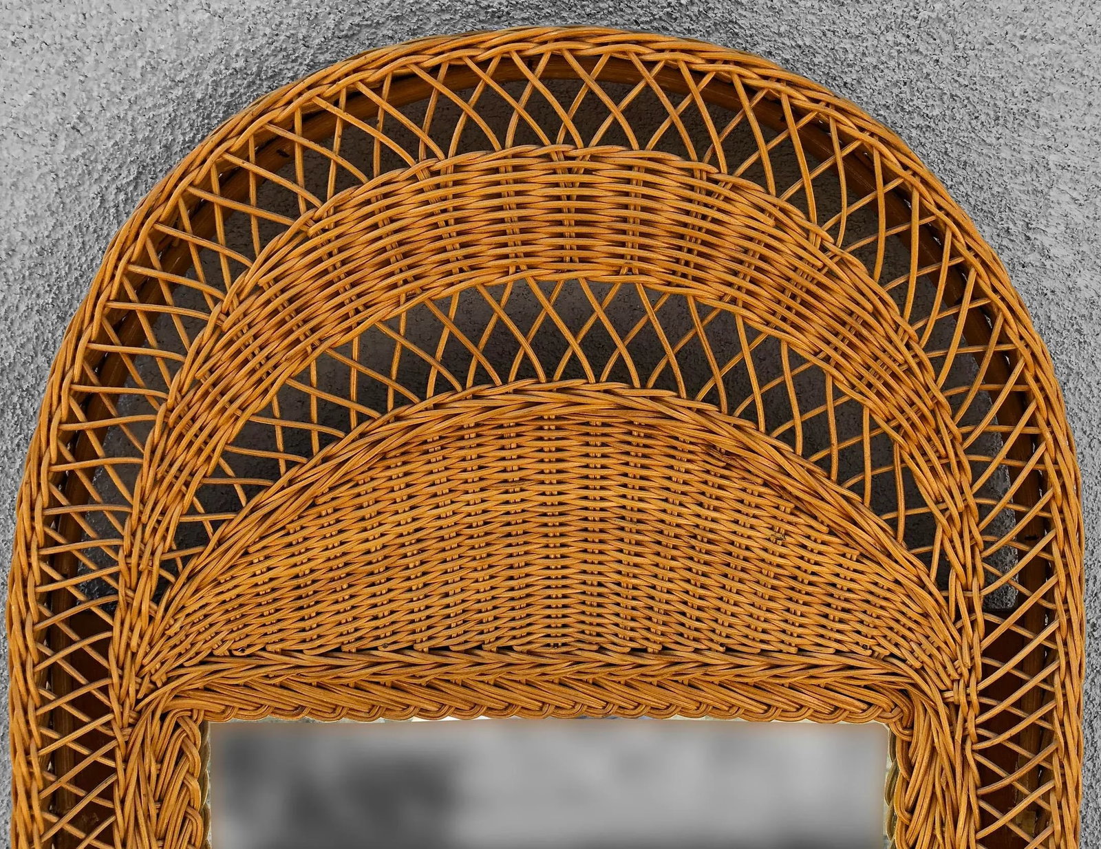 Stunning Vintage French Wicker Reed Frame Mirror - 4