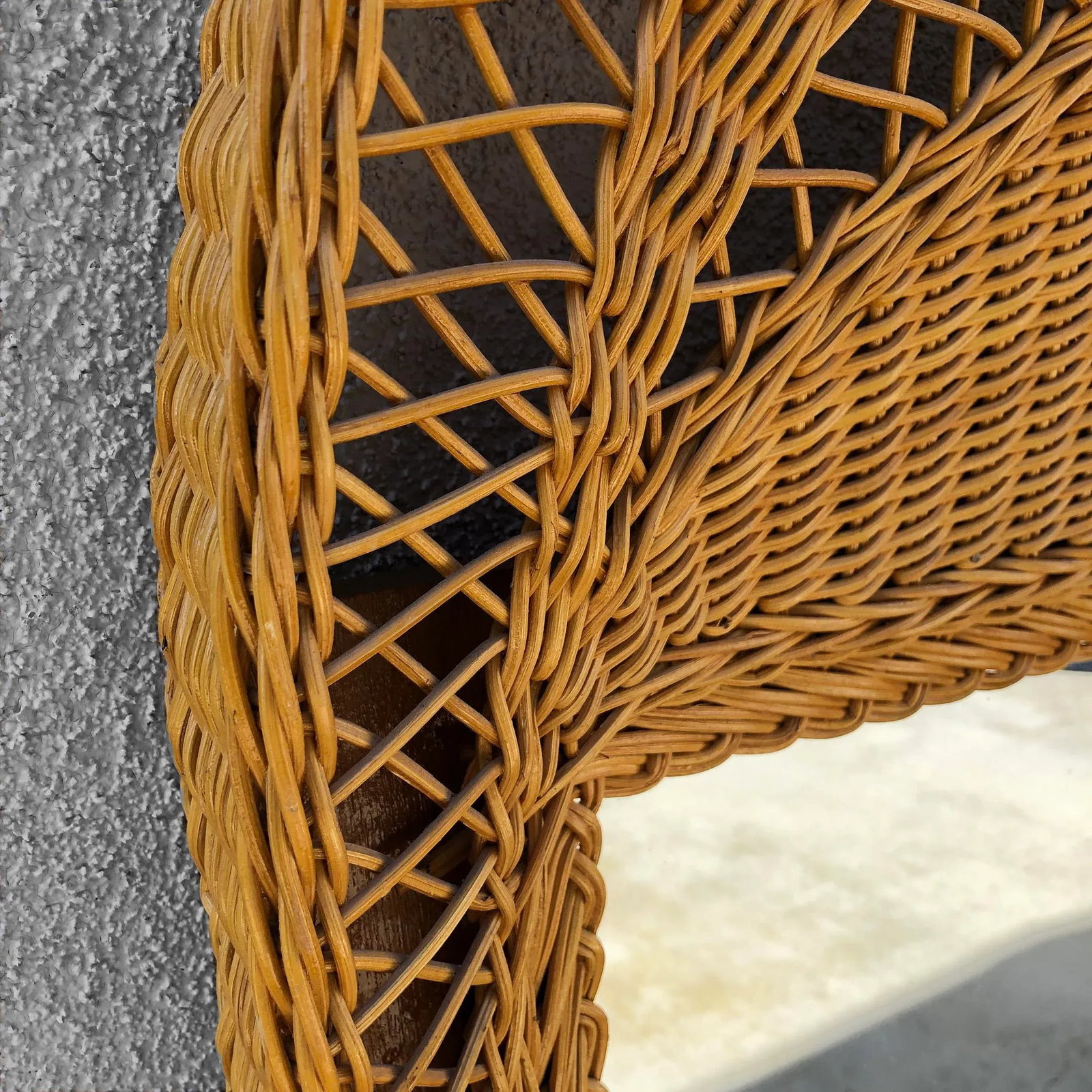 Stunning Vintage French Wicker Reed Frame Mirror - 6