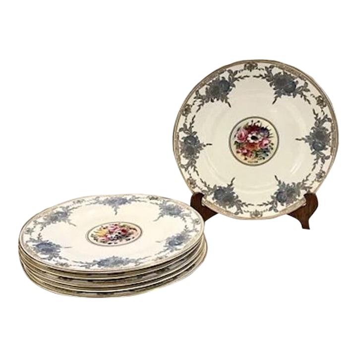 Vintage Set 6 Royal Worcester Hand Painted Gilt Porcelain Dinner Plates W. Hale (1 of 6)