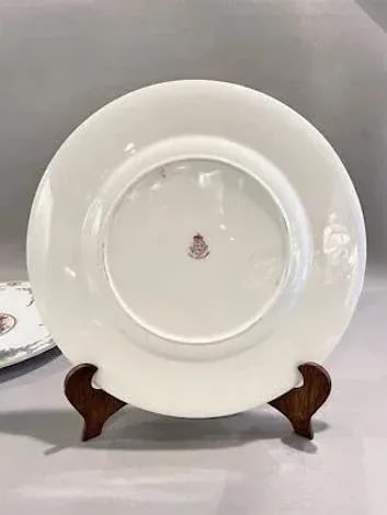 Vintage Set 6 Royal Worcester Hand Painted Gilt Porcelain Dinner Plates W. Hale - 2