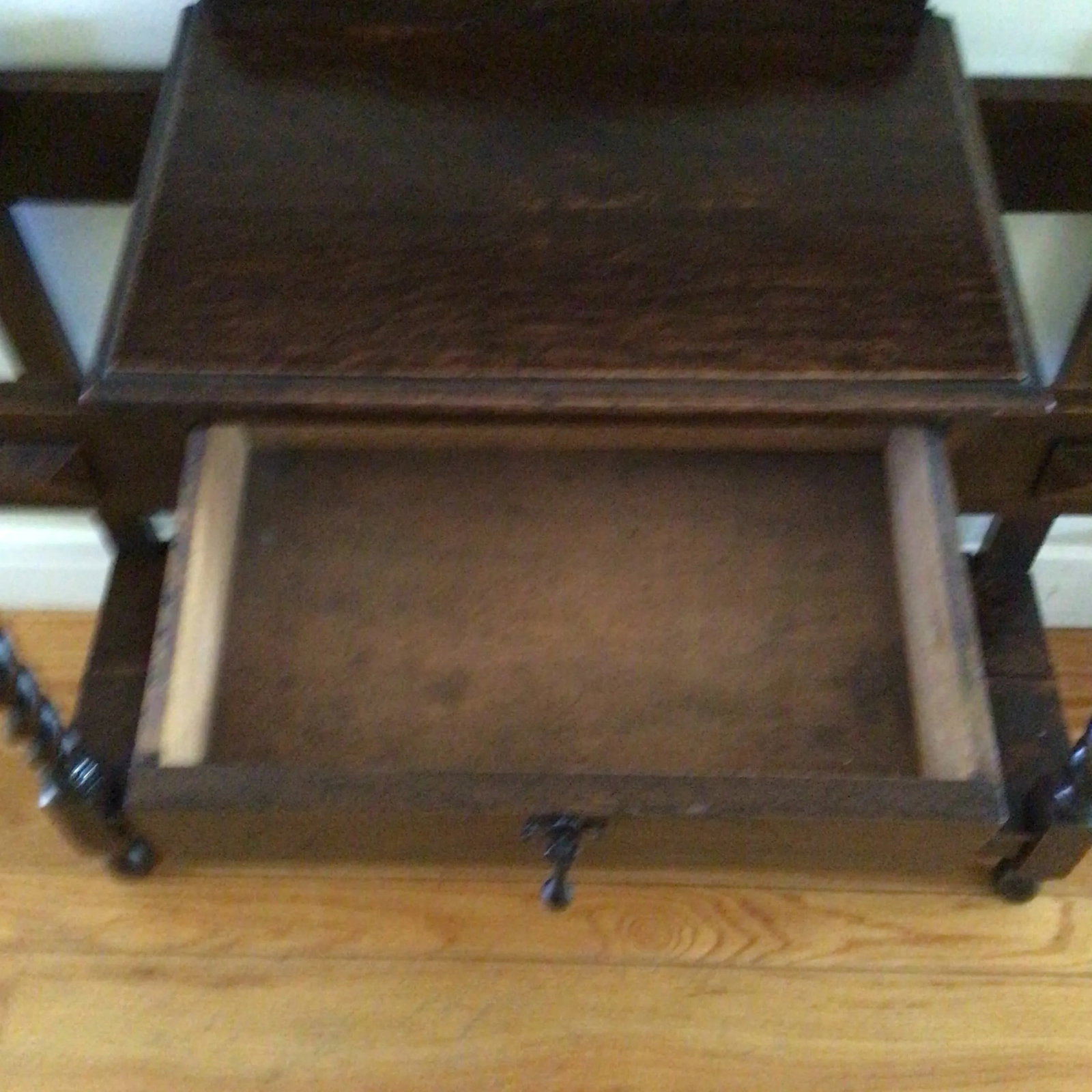 English Arts & Crafts Quartered Oak Barley Twist Entryway Double Umbrella Stand - 11