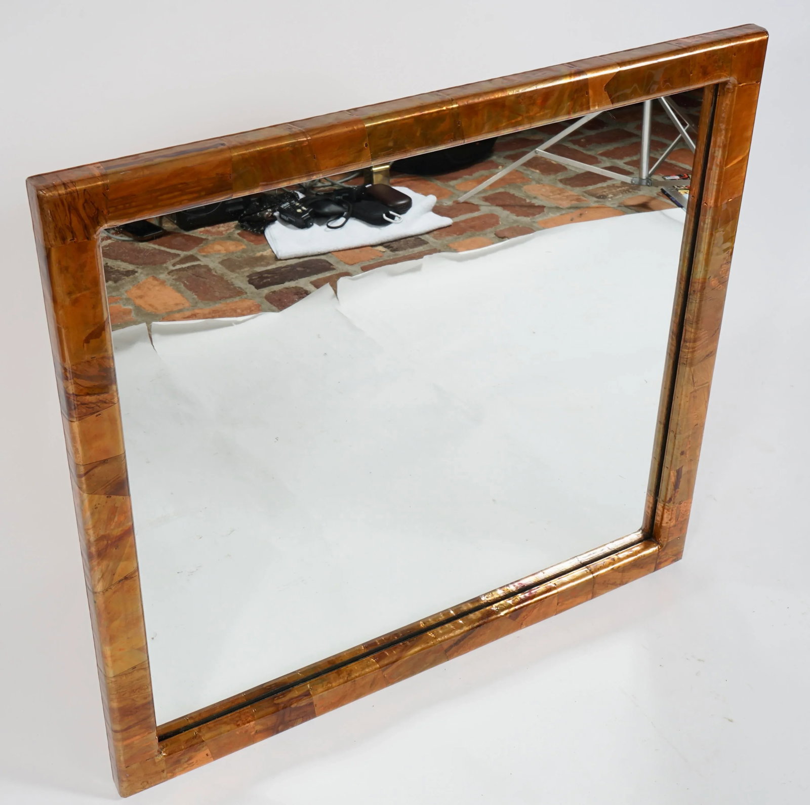 Vintage Brutalist Copper Wall Mirror - 3