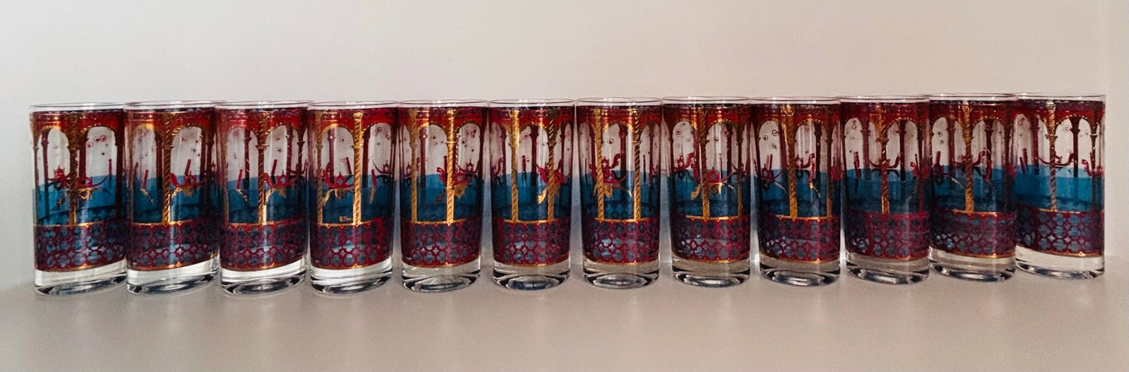 Cera Glass 22k Venice Gondola Italian Glasses- Set of 12 - 2