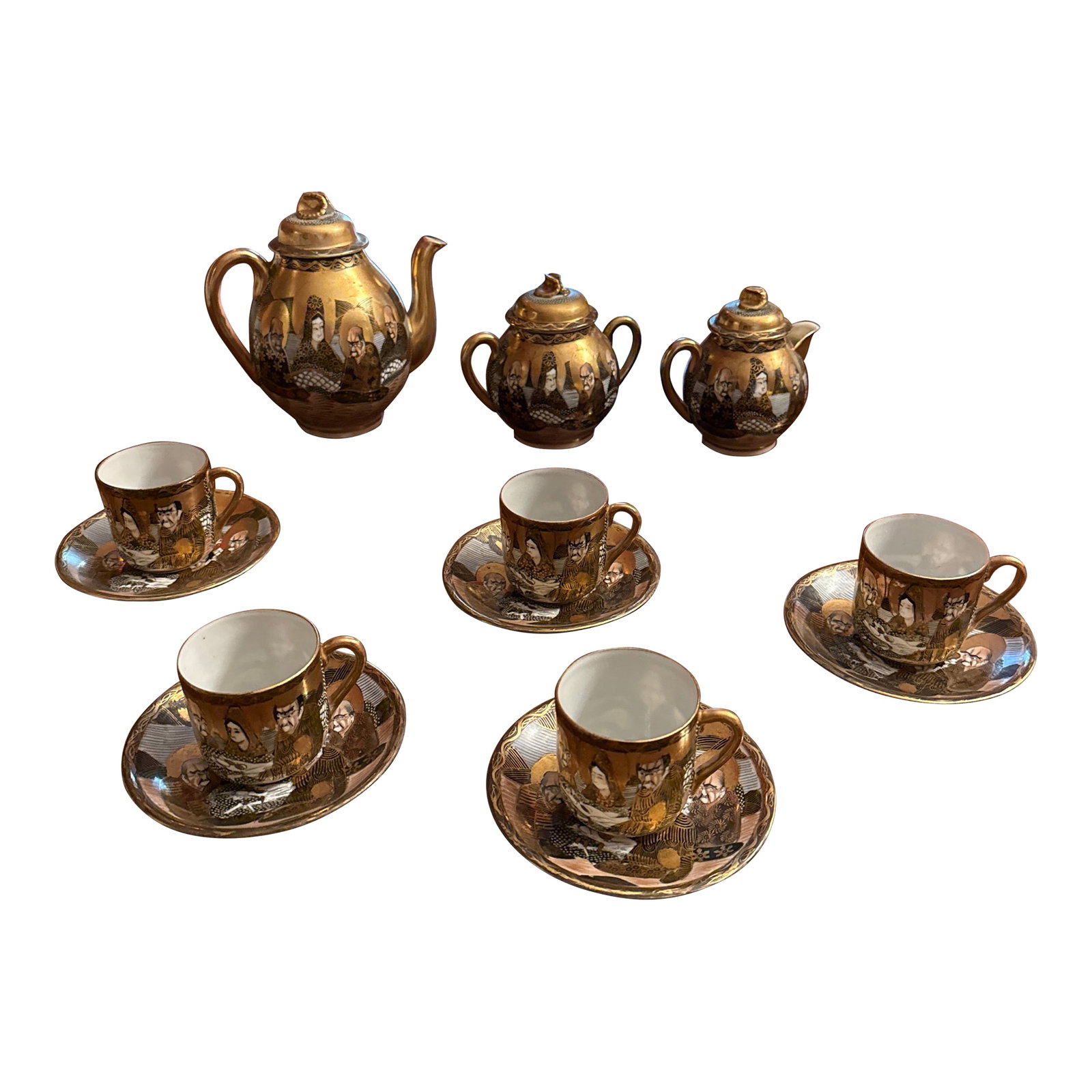 Antique Fine Satsuma Eggshell China Demitasse Set of 13 (1 of 10)