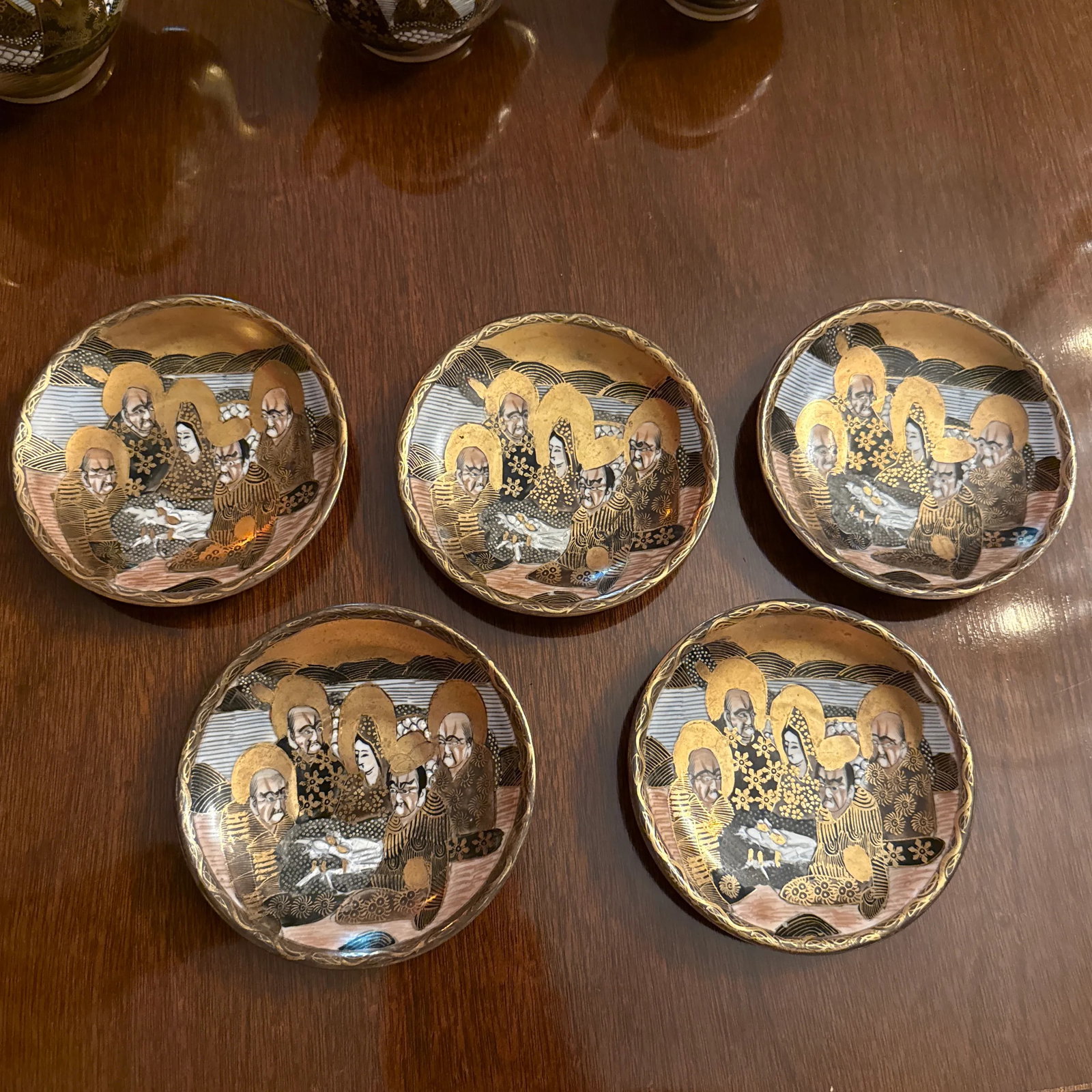 Antique Fine Satsuma Eggshell China Demitasse Set of 13 - 2