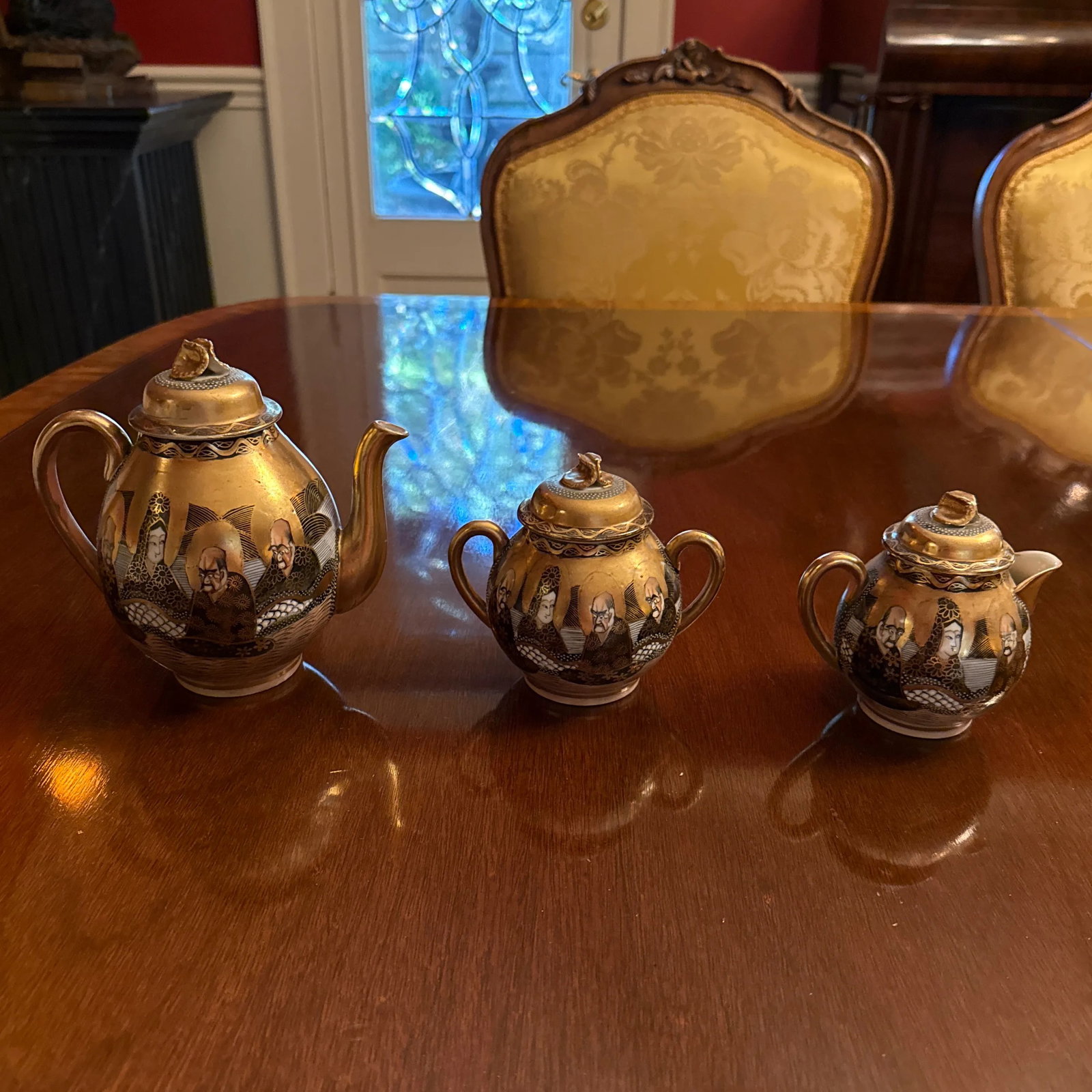 Antique Fine Satsuma Eggshell China Demitasse Set of 13 - 6