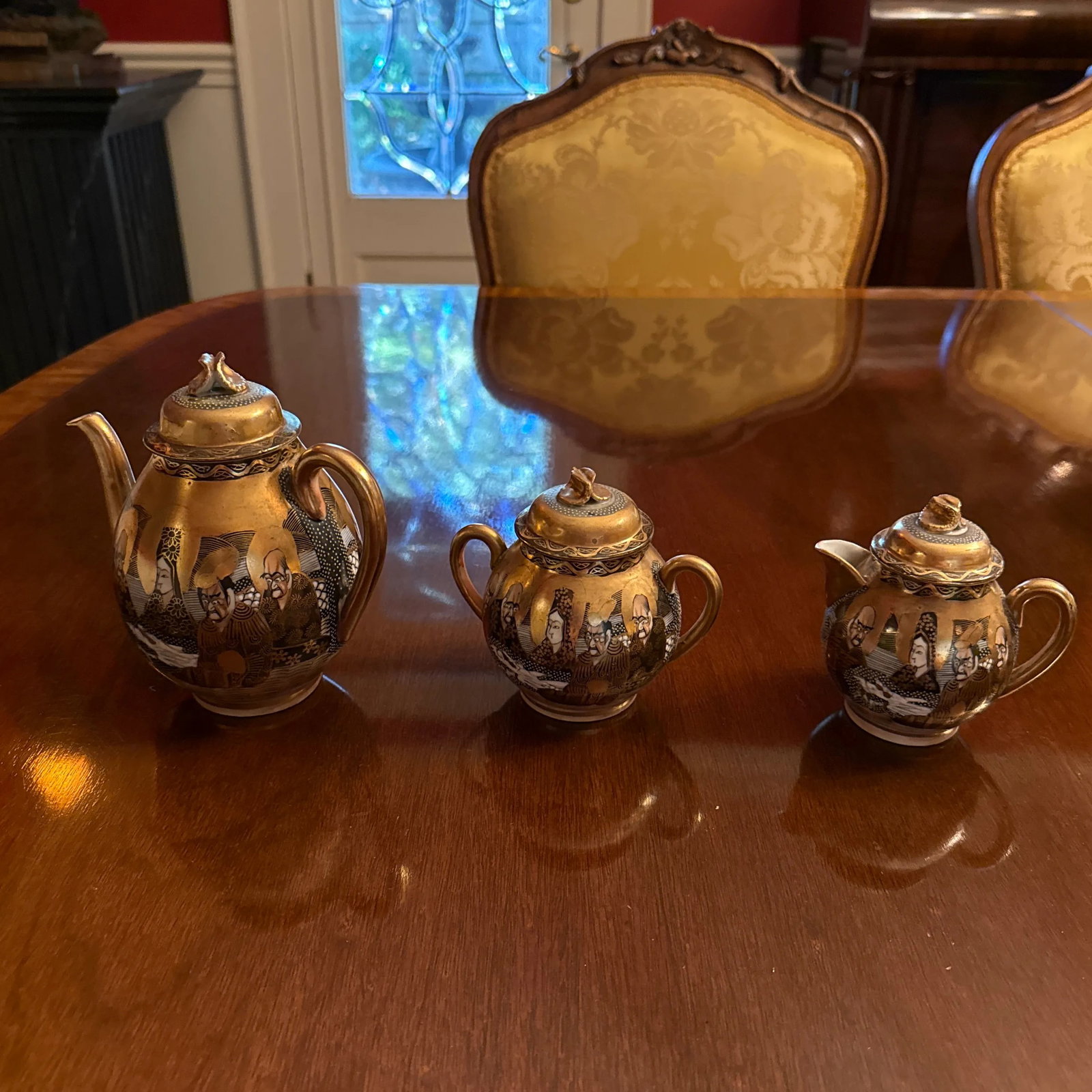 Antique Fine Satsuma Eggshell China Demitasse Set of 13 - 7