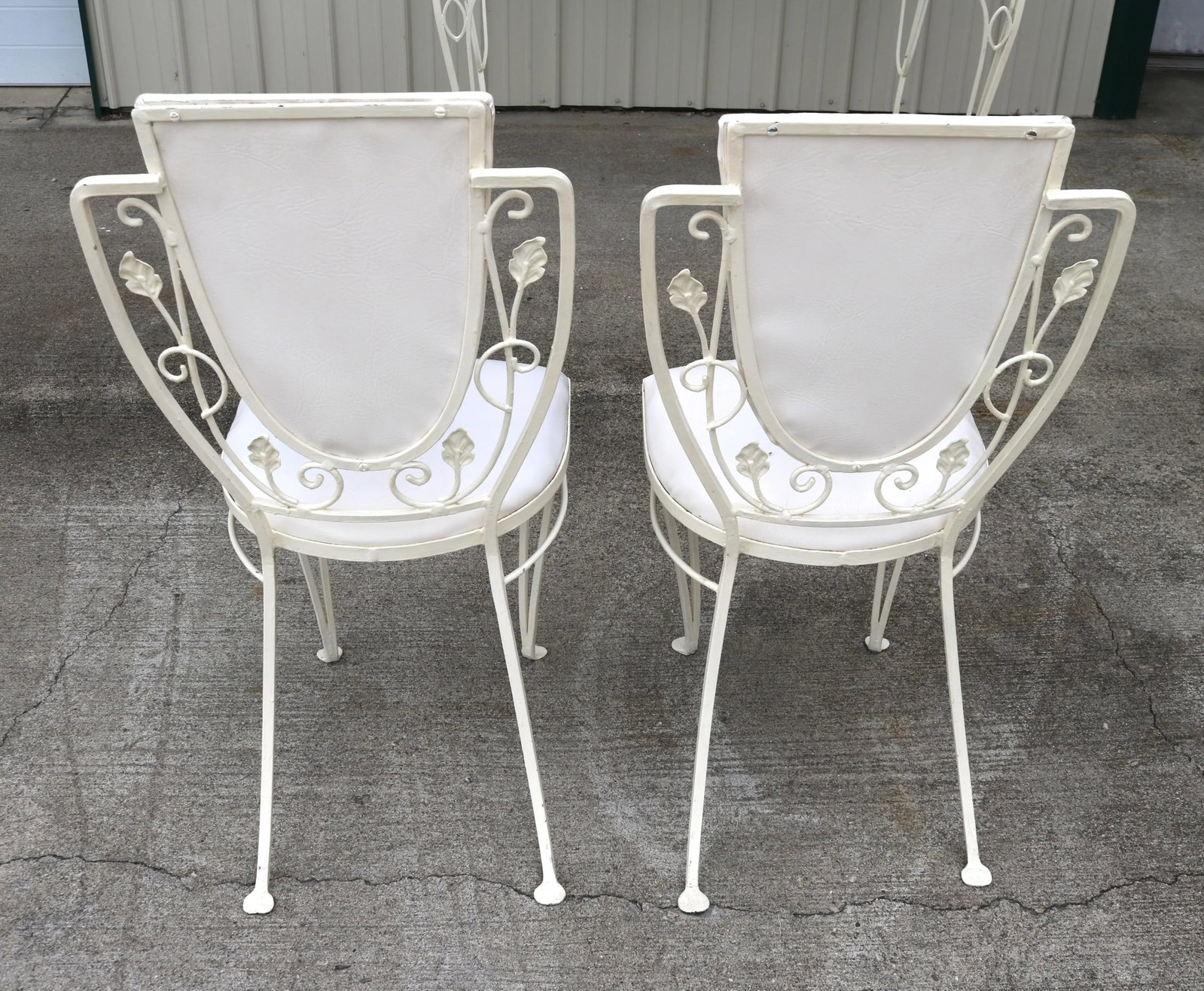 Vintage John Salterini Style Wrought Iron & Glass Dining Table & 4 Wrought Iron Chairs - 4