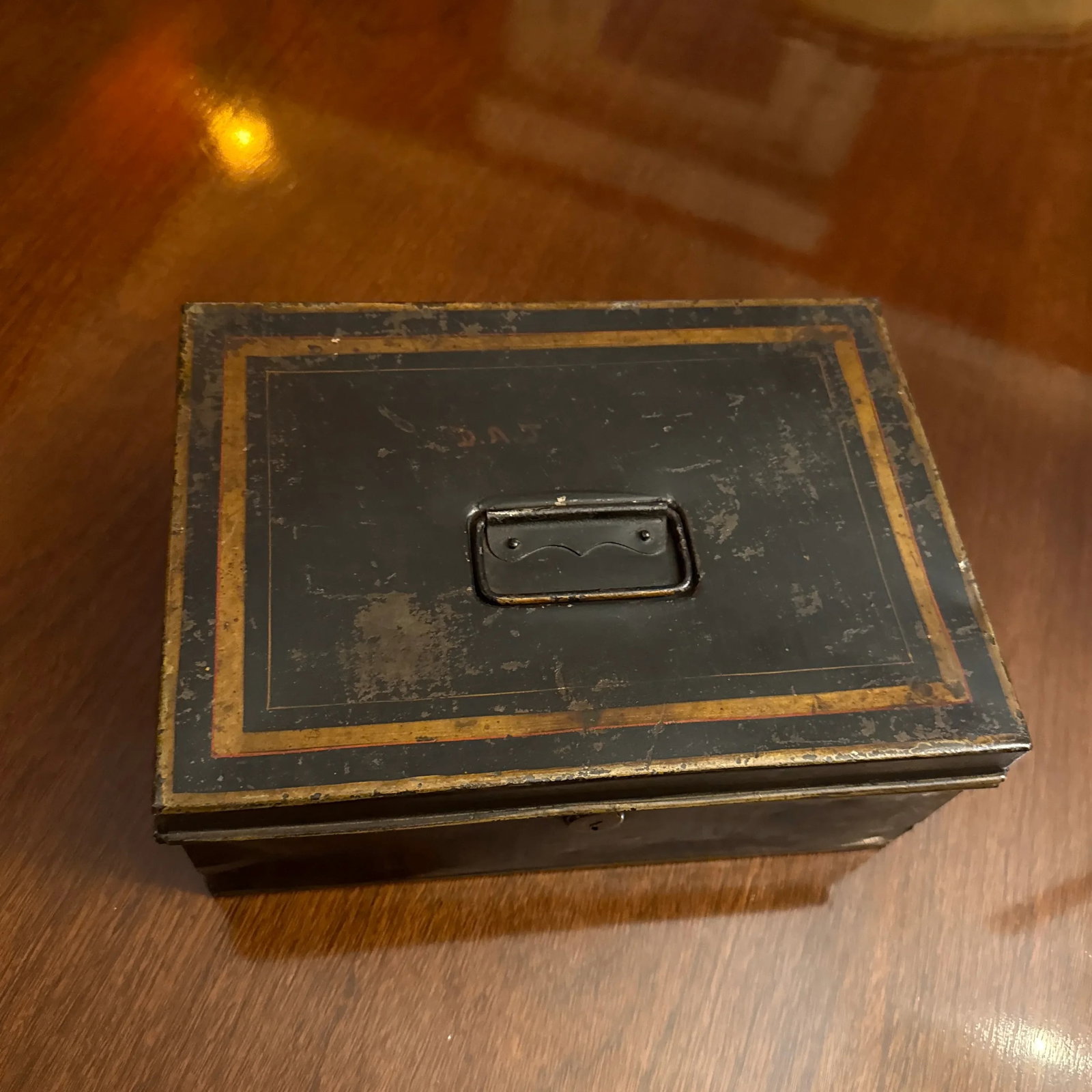 Late 19th Century Black and Gold Metal Document or Cash Box - 2