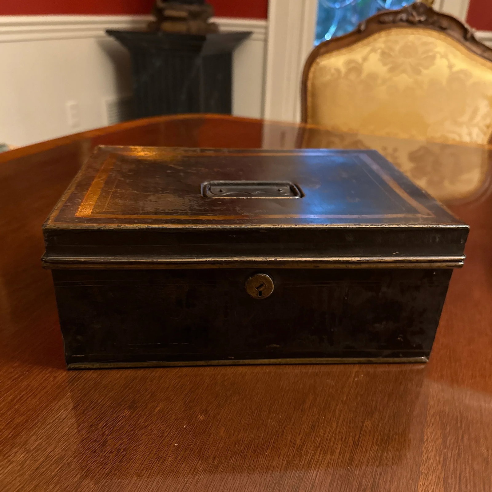 Late 19th Century Black and Gold Metal Document or Cash Box - 3