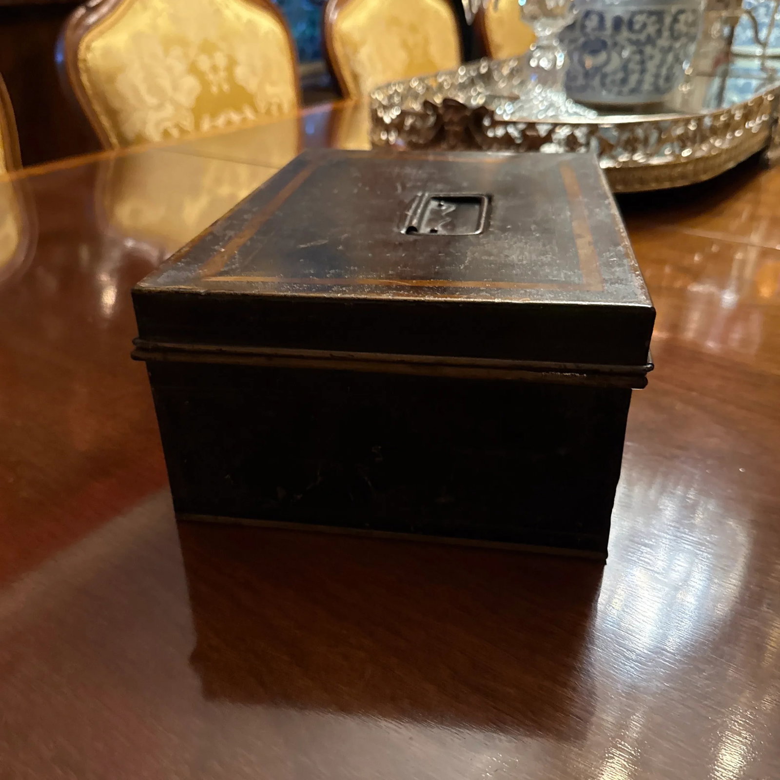 Late 19th Century Black and Gold Metal Document or Cash Box - 4