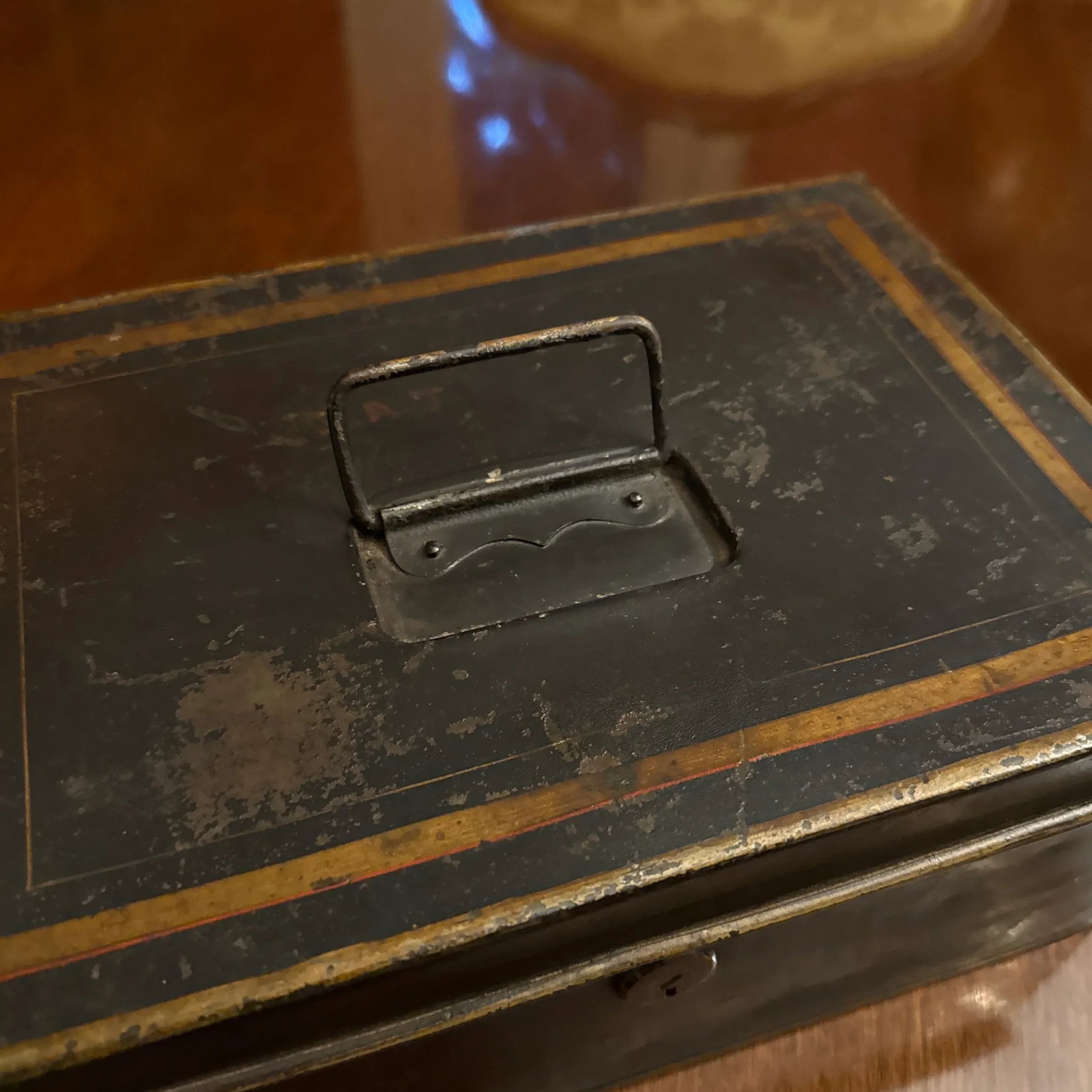 Late 19th Century Black and Gold Metal Document or Cash Box - 7