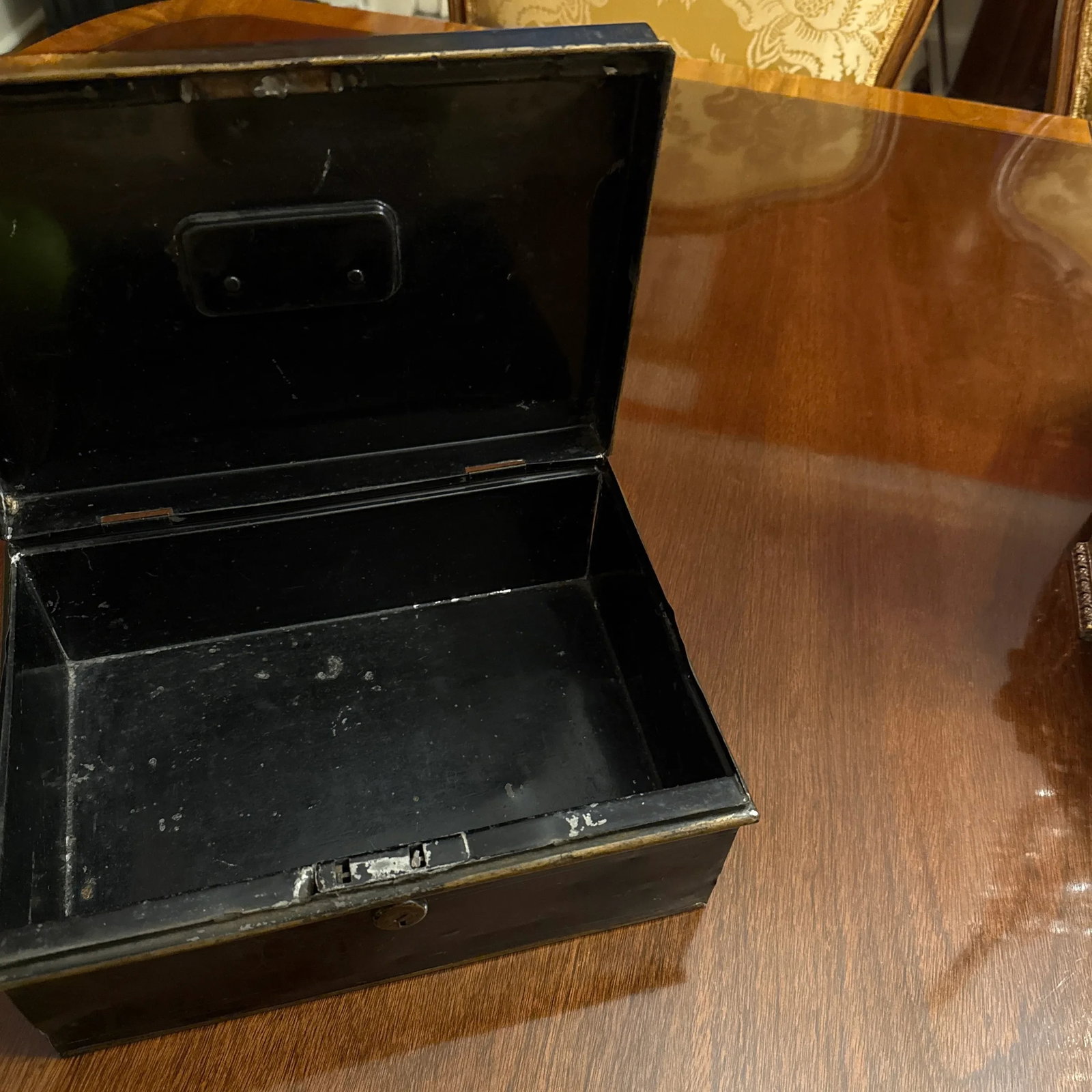Late 19th Century Black and Gold Metal Document or Cash Box - 8