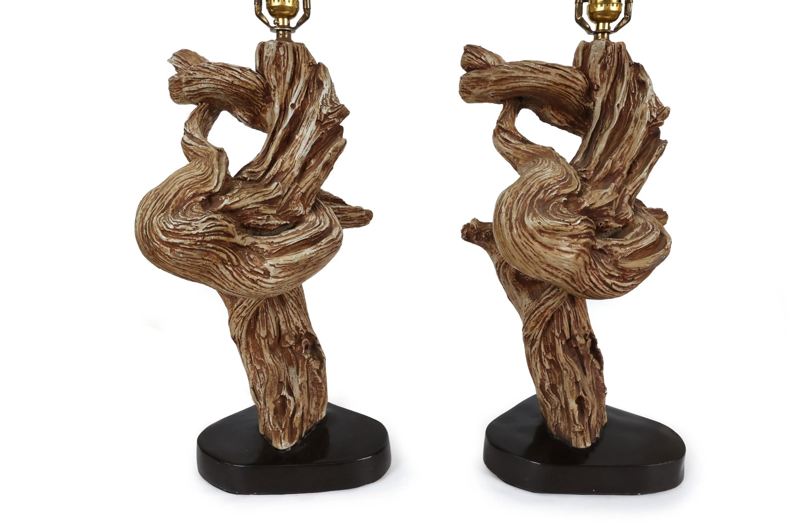 Pair of Mid Century Plaster Driftwood Table Lamps - Rewired - 2