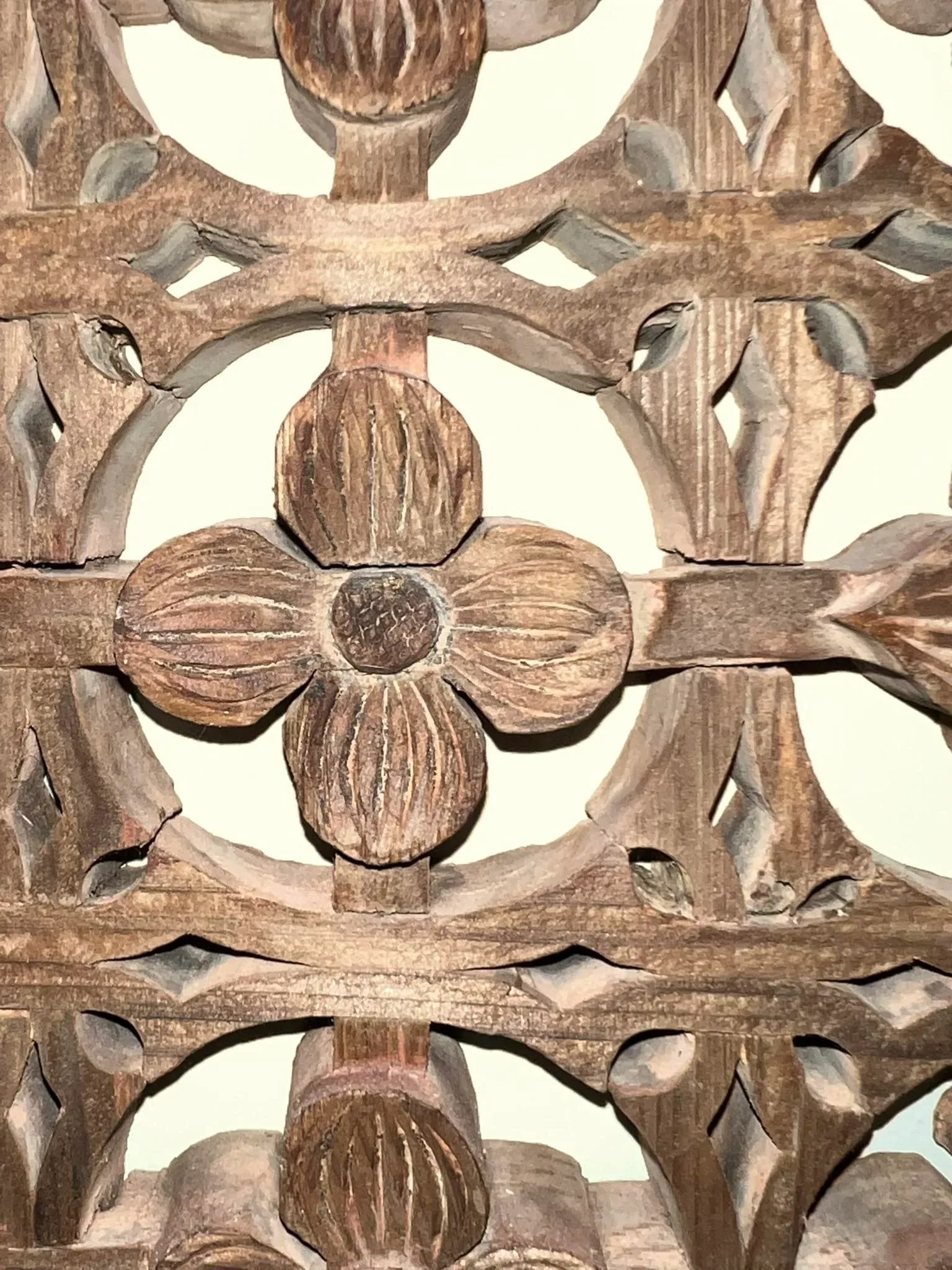 Antique Window Panel in Stylized Dogwood Designs - 10