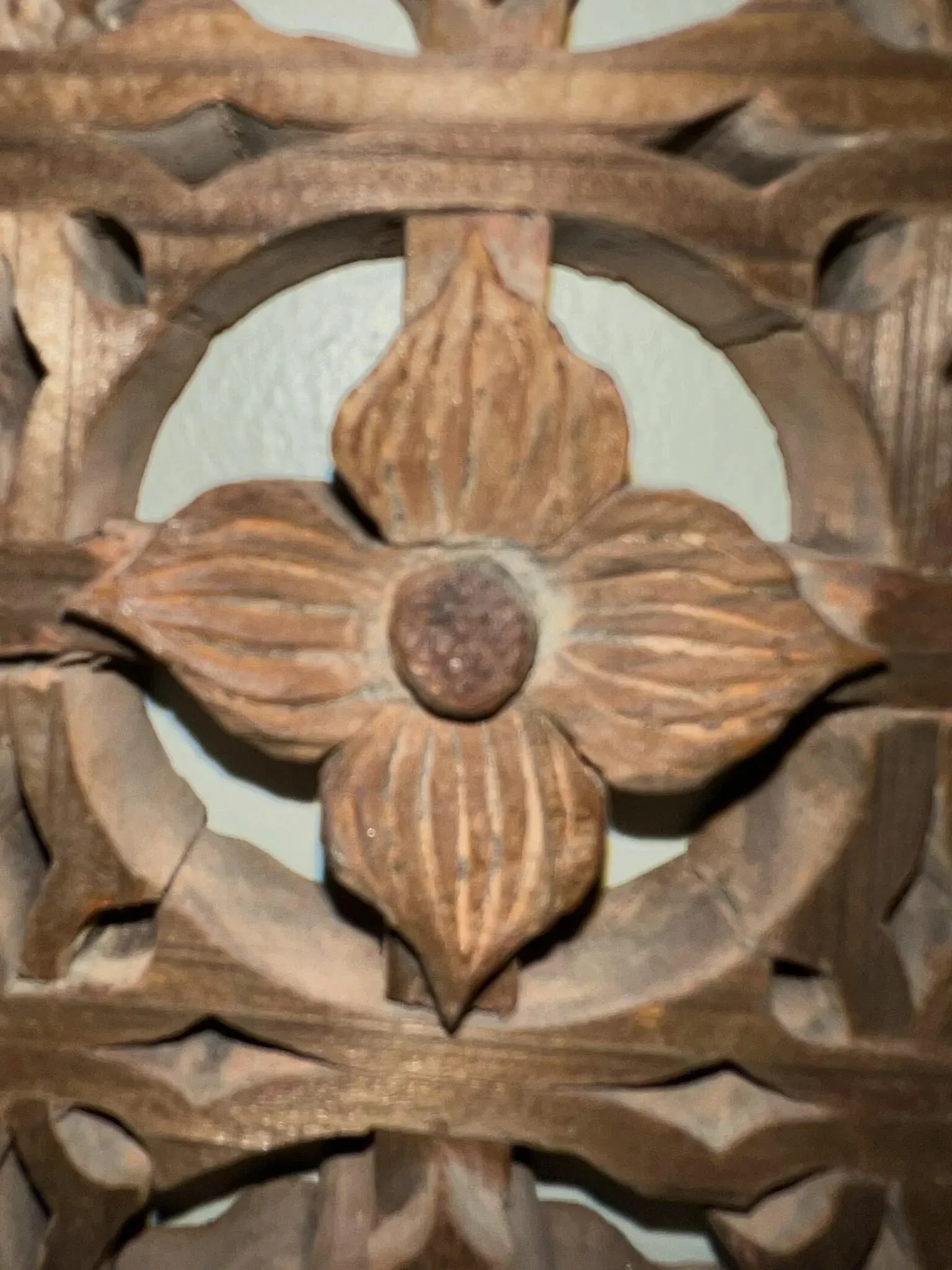 Antique Window Panel in Stylized Dogwood Designs - 13