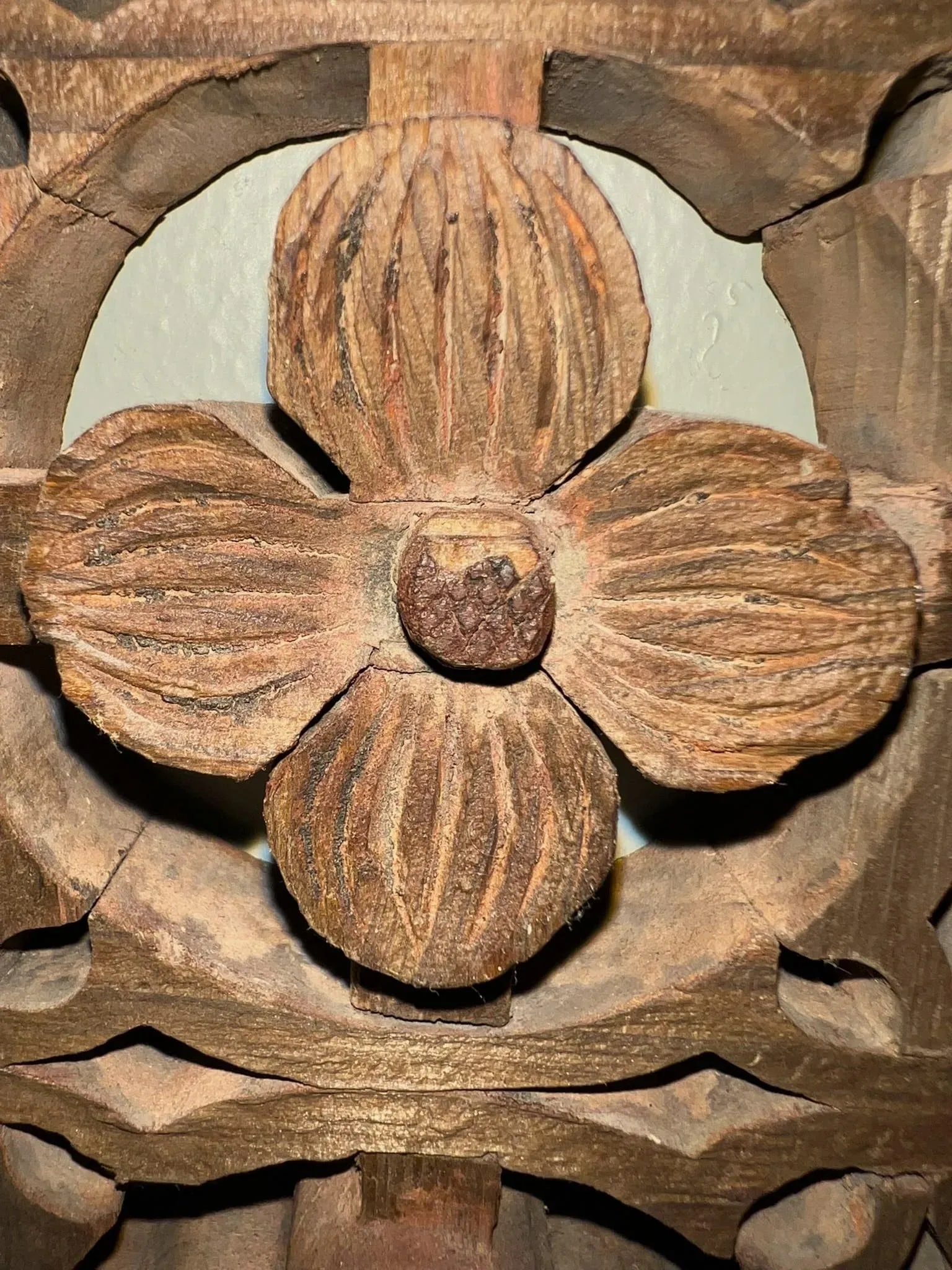 Antique Window Panel in Stylized Dogwood Designs - 14