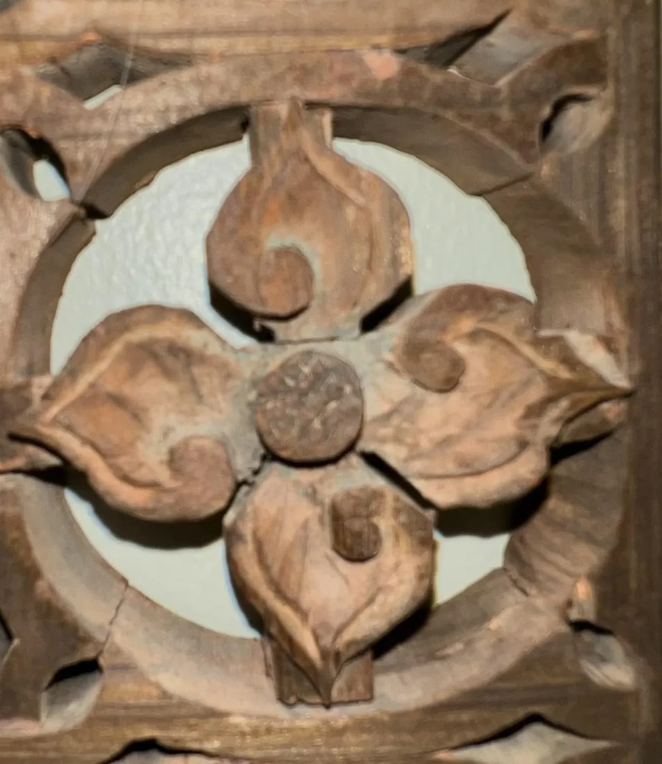 Antique Window Panel in Stylized Dogwood Designs - 15