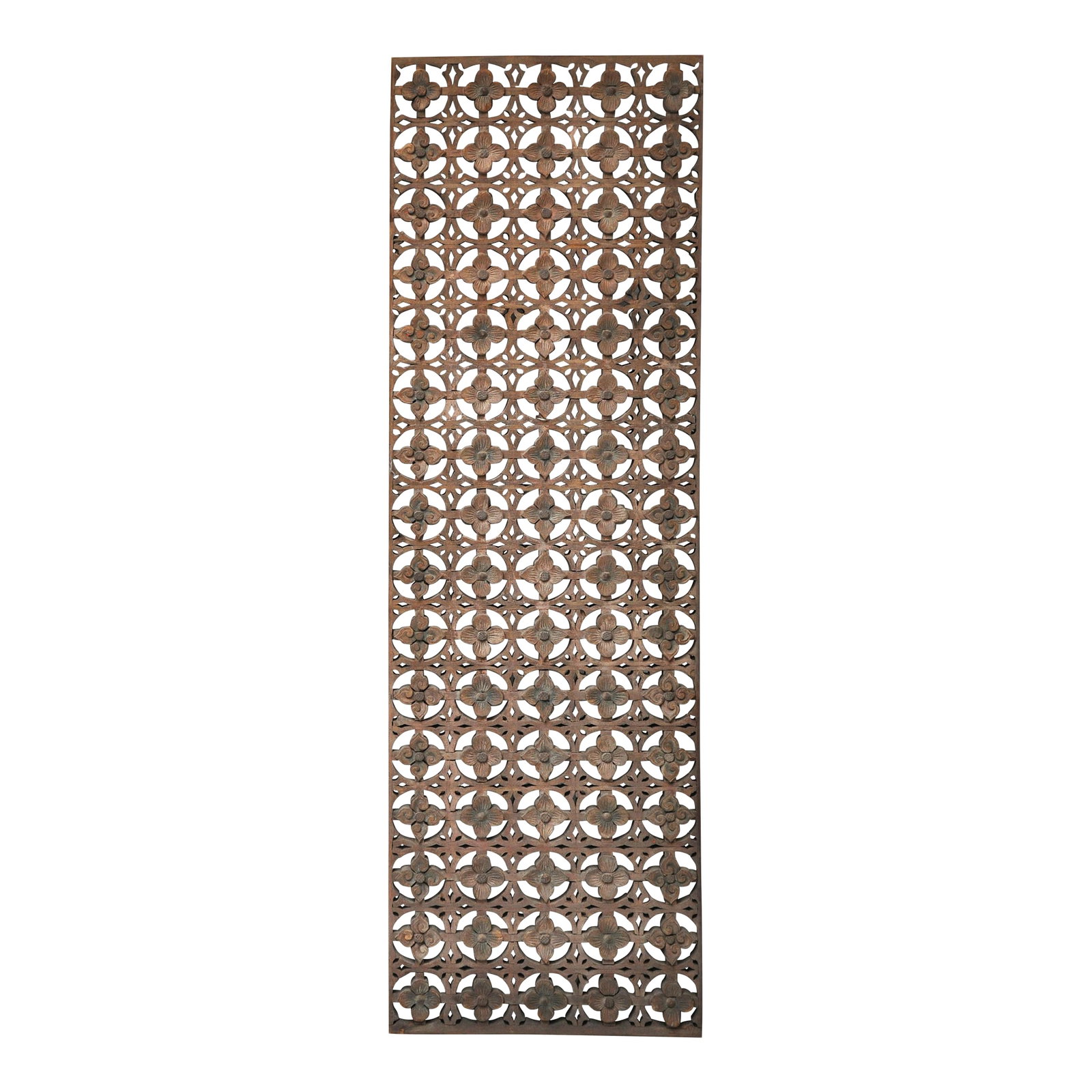 Antique Window Panel in Stylized Dogwood Designs: Window panels made of wood, often have geometric fretwork or lattice patterns, are important components of architectural artifacts in China. Each province, or provinces within a region, have