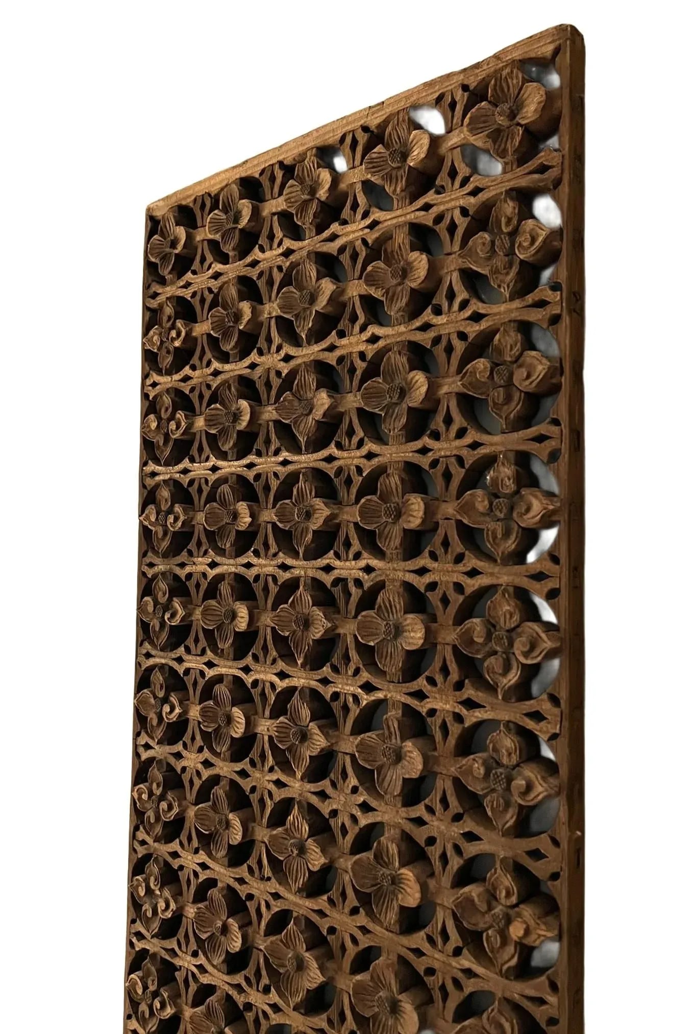 Antique Window Panel in Stylized Dogwood Designs - 3