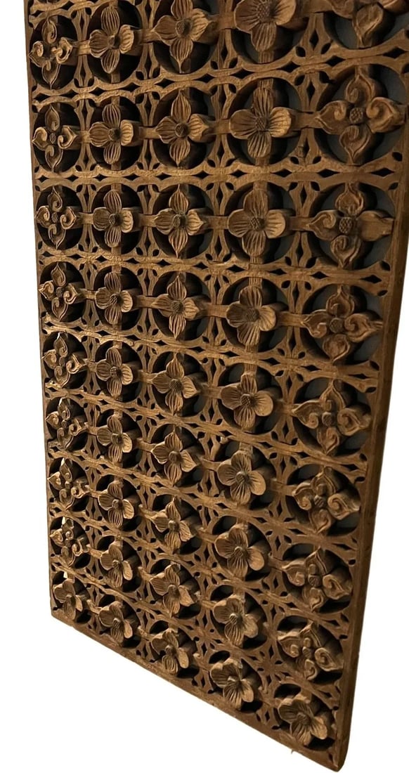 Antique Window Panel in Stylized Dogwood Designs - 4