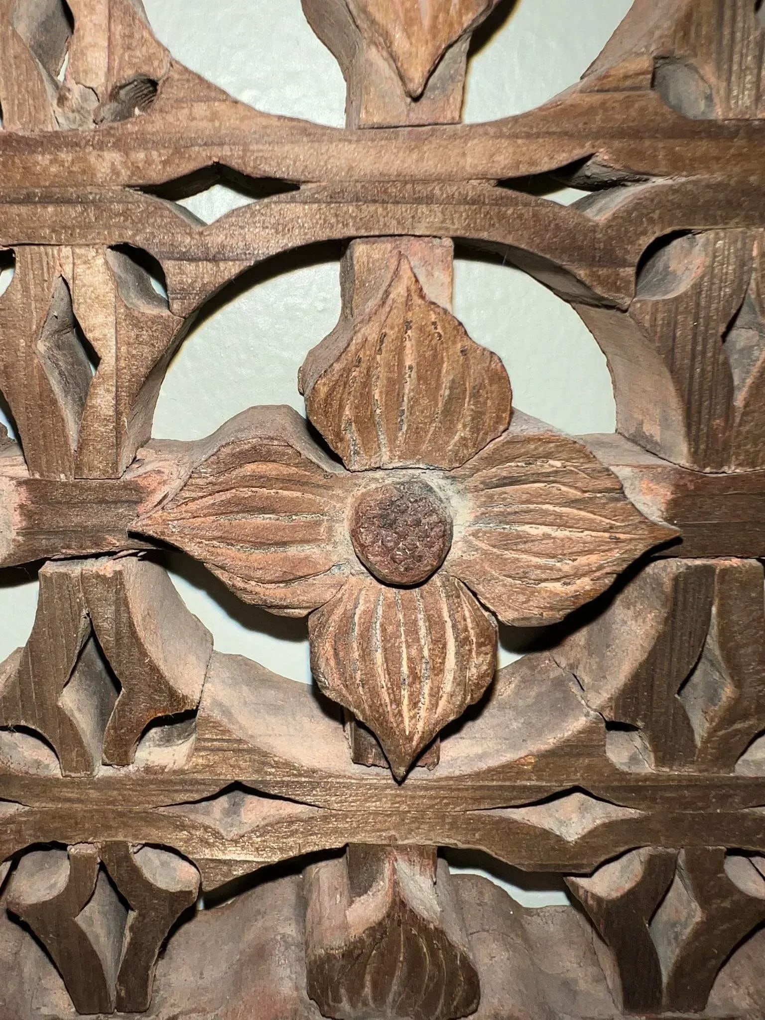 Antique Window Panel in Stylized Dogwood Designs - 7