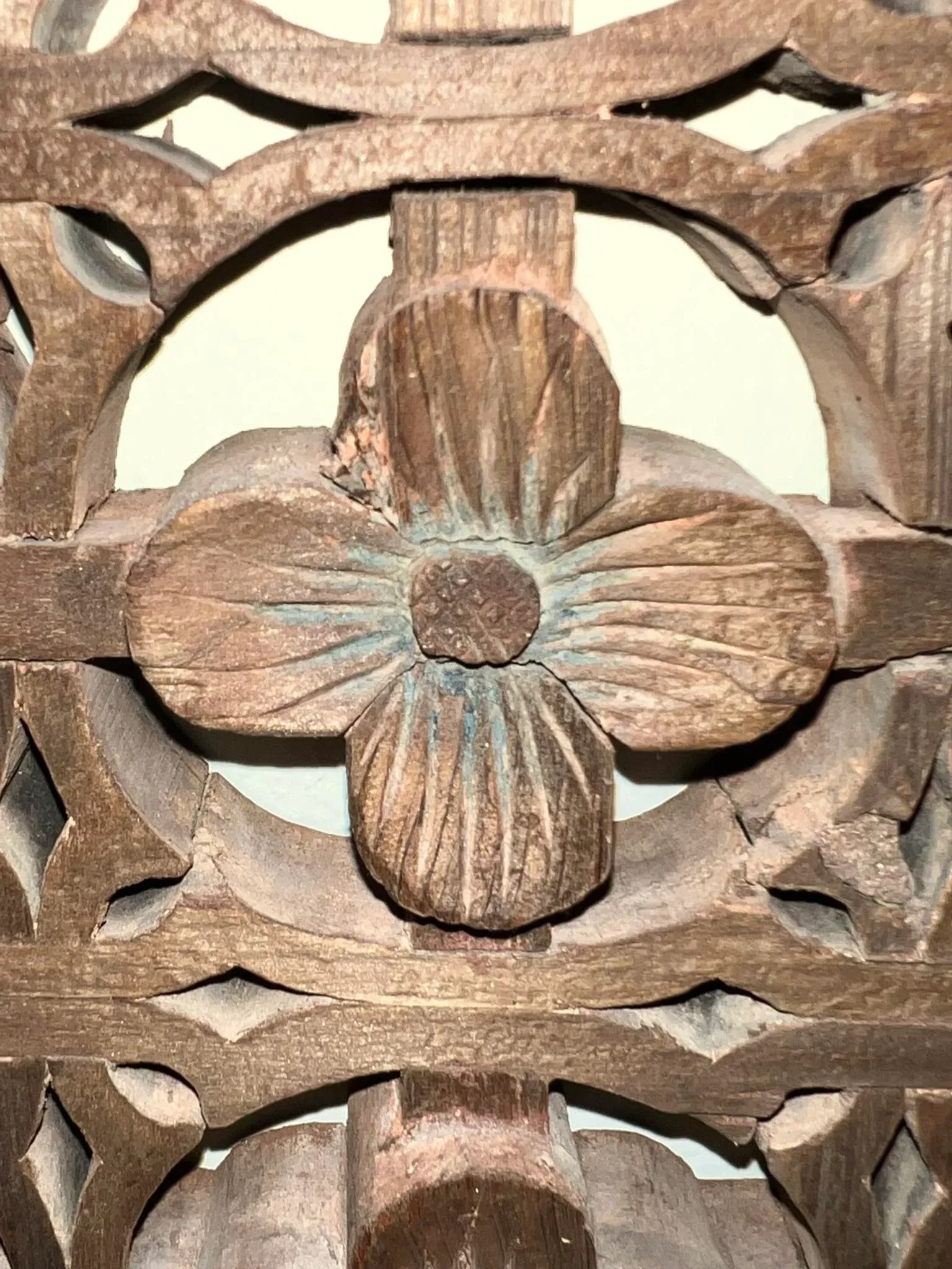 Antique Window Panel in Stylized Dogwood Designs - 8