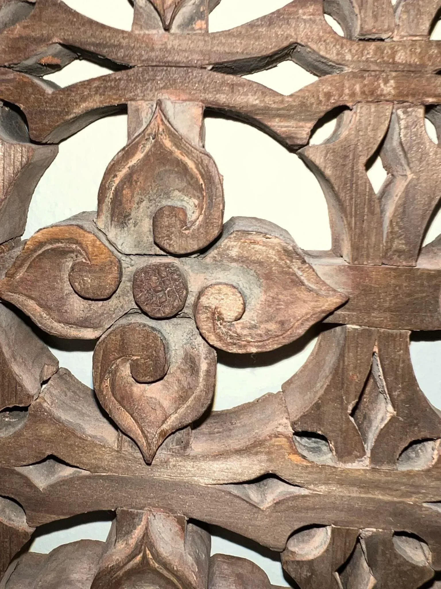 Antique Window Panel in Stylized Dogwood Designs - 9