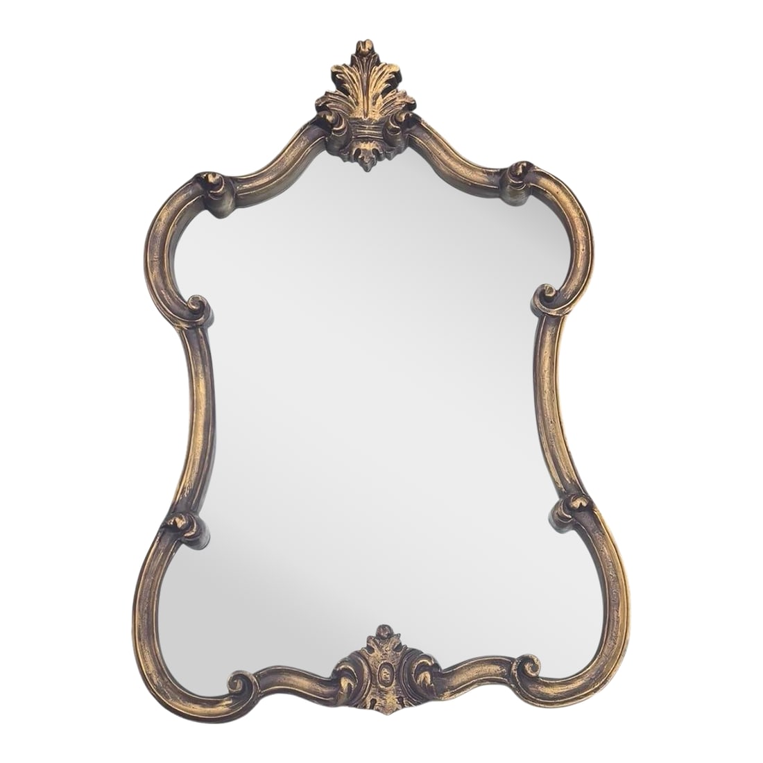 Mid 20th Century Hollywood Regency Italian Distressed Gold Ornate Wall Mirror: Vintage Hollywood Regency Italian Gold Distressed Ornate Resin CompositeWall Mirror 35"X 24" Condition: Alterations: Unknown Imperfections: Some Imperfections Condition Notes: Great condition! Origin: