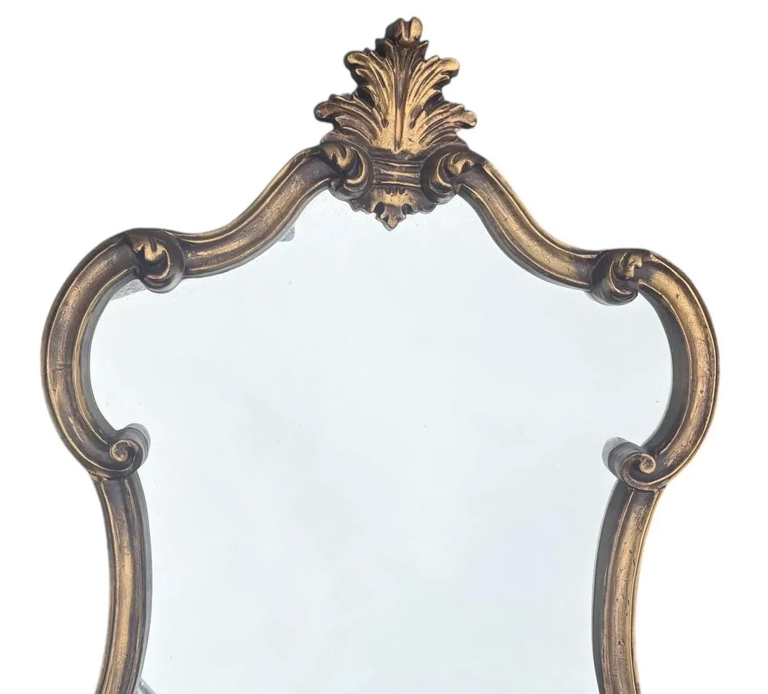 Mid 20th Century Hollywood Regency Italian Distressed Gold Ornate Wall Mirror - 2