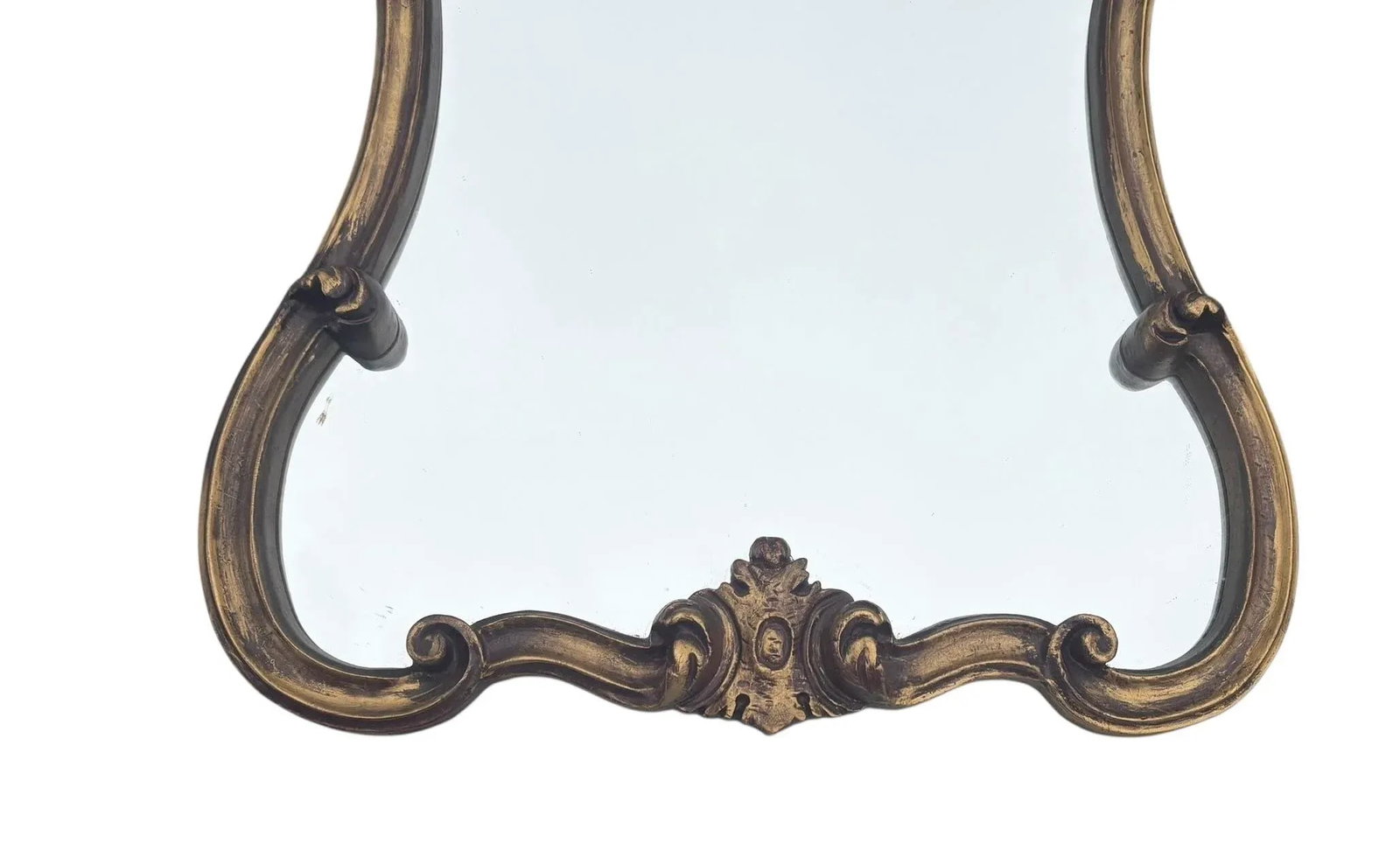 Mid 20th Century Hollywood Regency Italian Distressed Gold Ornate Wall Mirror - 3