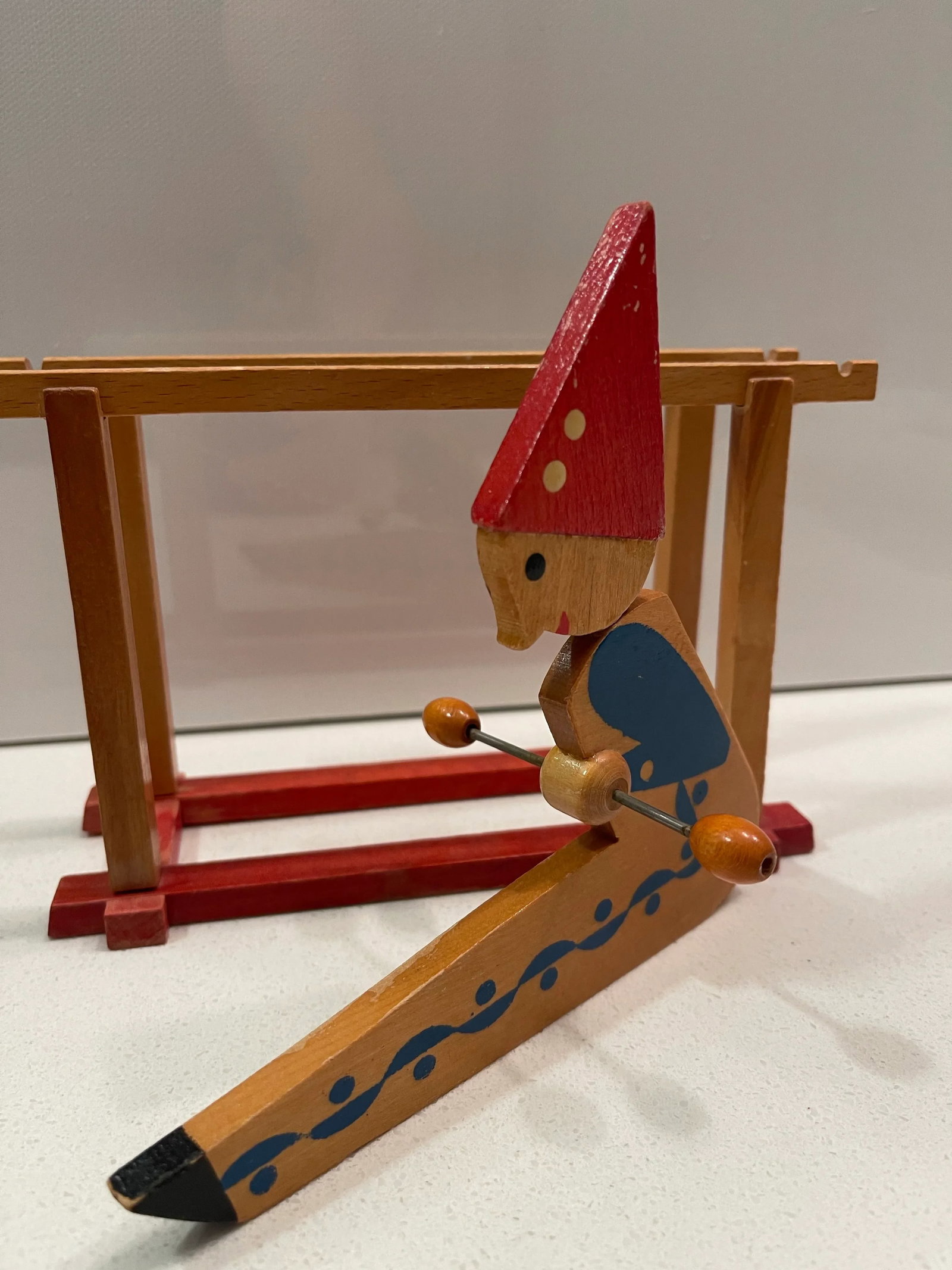 Antique Wooden Handpainted Rocking Clown Acrobatic Flip Toy, East Russian - 3