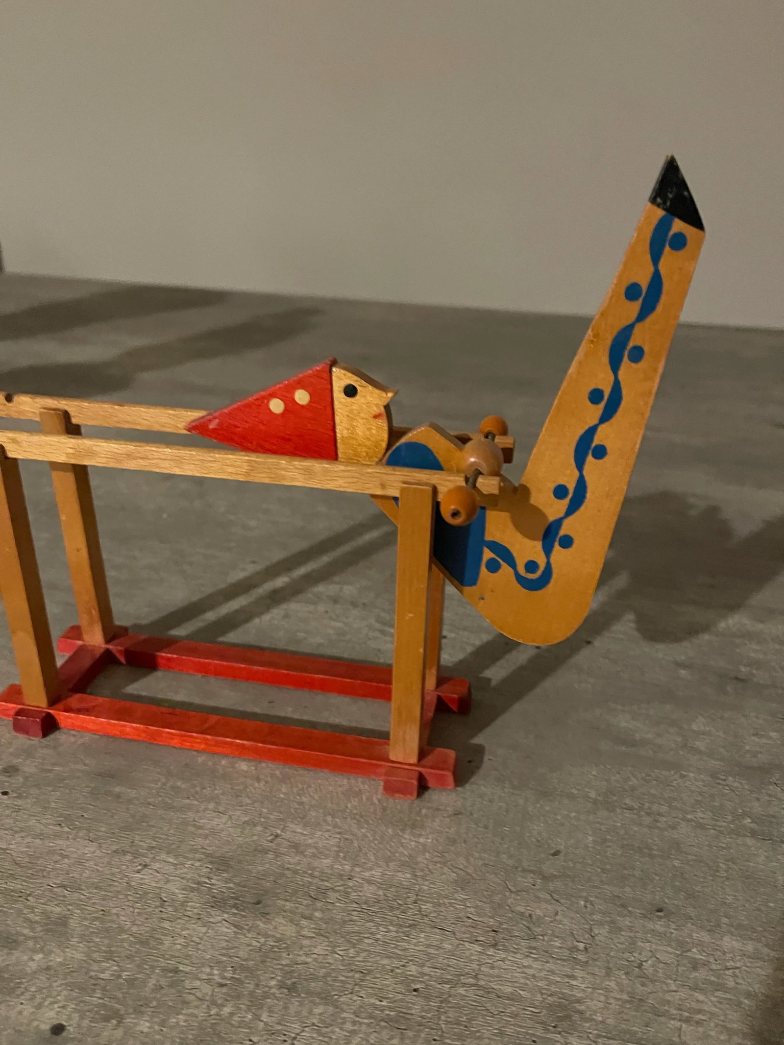 Antique Wooden Handpainted Rocking Clown Acrobatic Flip Toy, East Russian - 6
