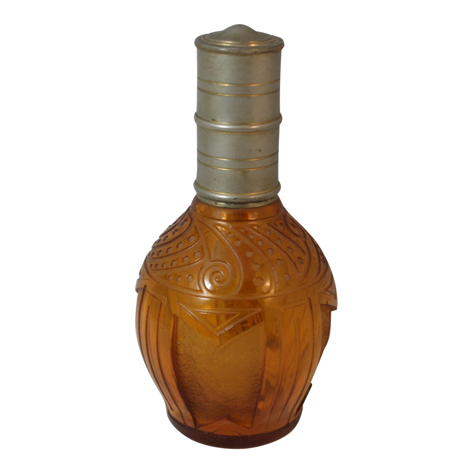 1920s Art Deco Cristaux d'Art St Louis France Amber Glass Hand Cut Crystal Perfume Lamp Bottle (1 of 11)