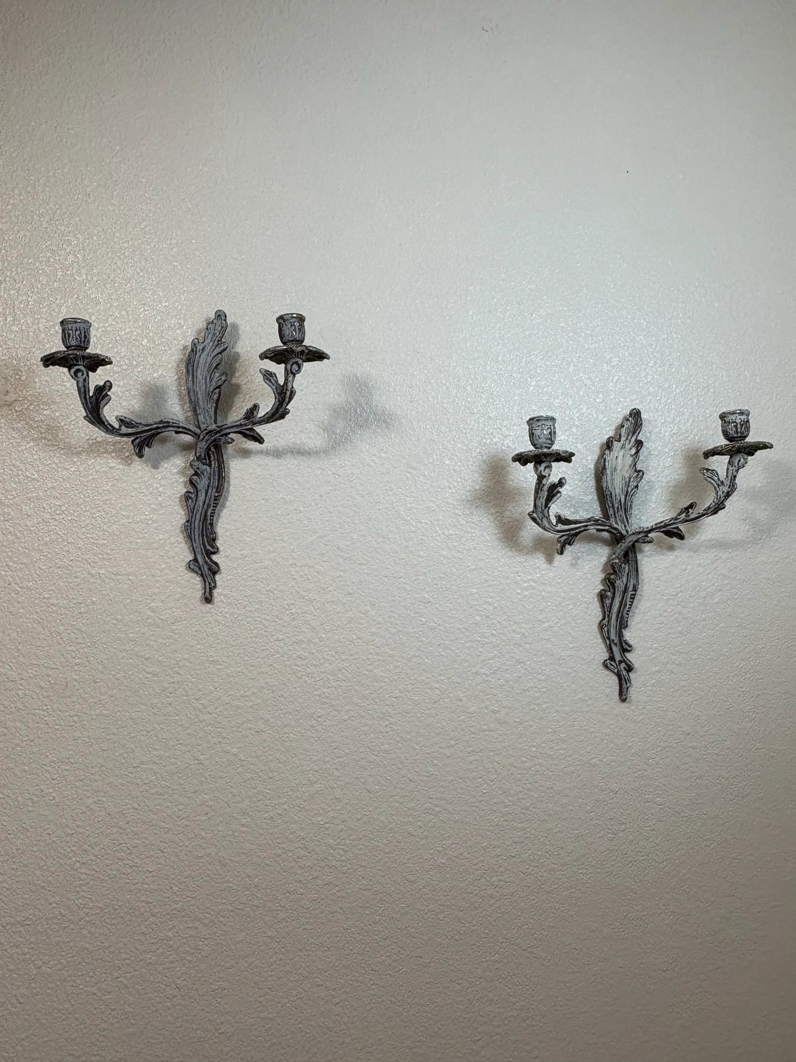 Hollywood Regency Vintage Pair of Louis XVI Style Candlestick Sconces - 3