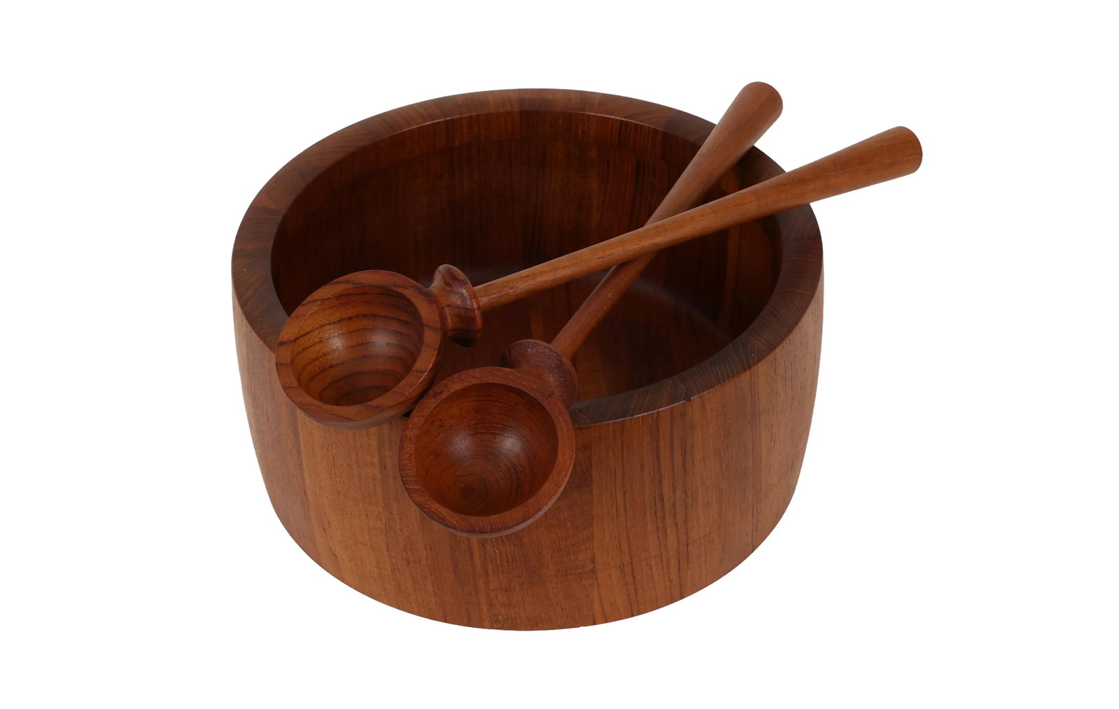 Richard Nissen Danish Modern Staved Teak Salad Bowl With Servers - 2