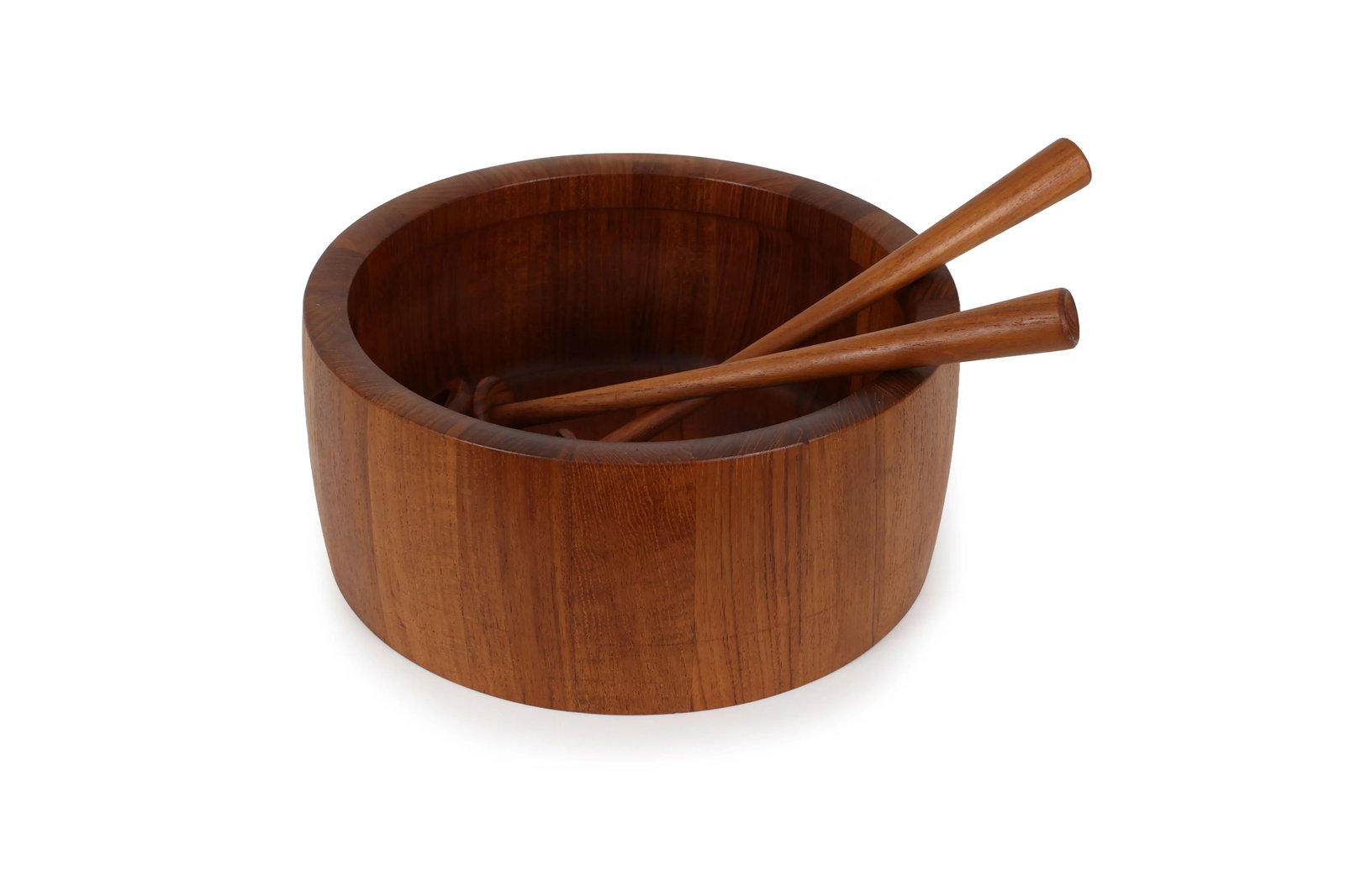 Richard Nissen Danish Modern Staved Teak Salad Bowl With Servers - 3