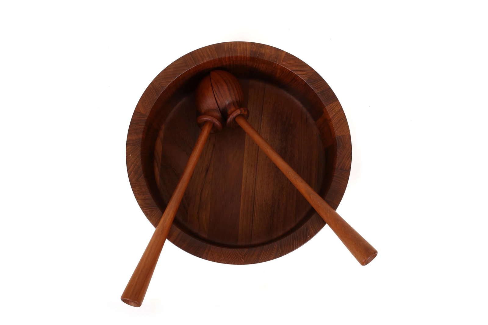 Richard Nissen Danish Modern Staved Teak Salad Bowl With Servers - 4