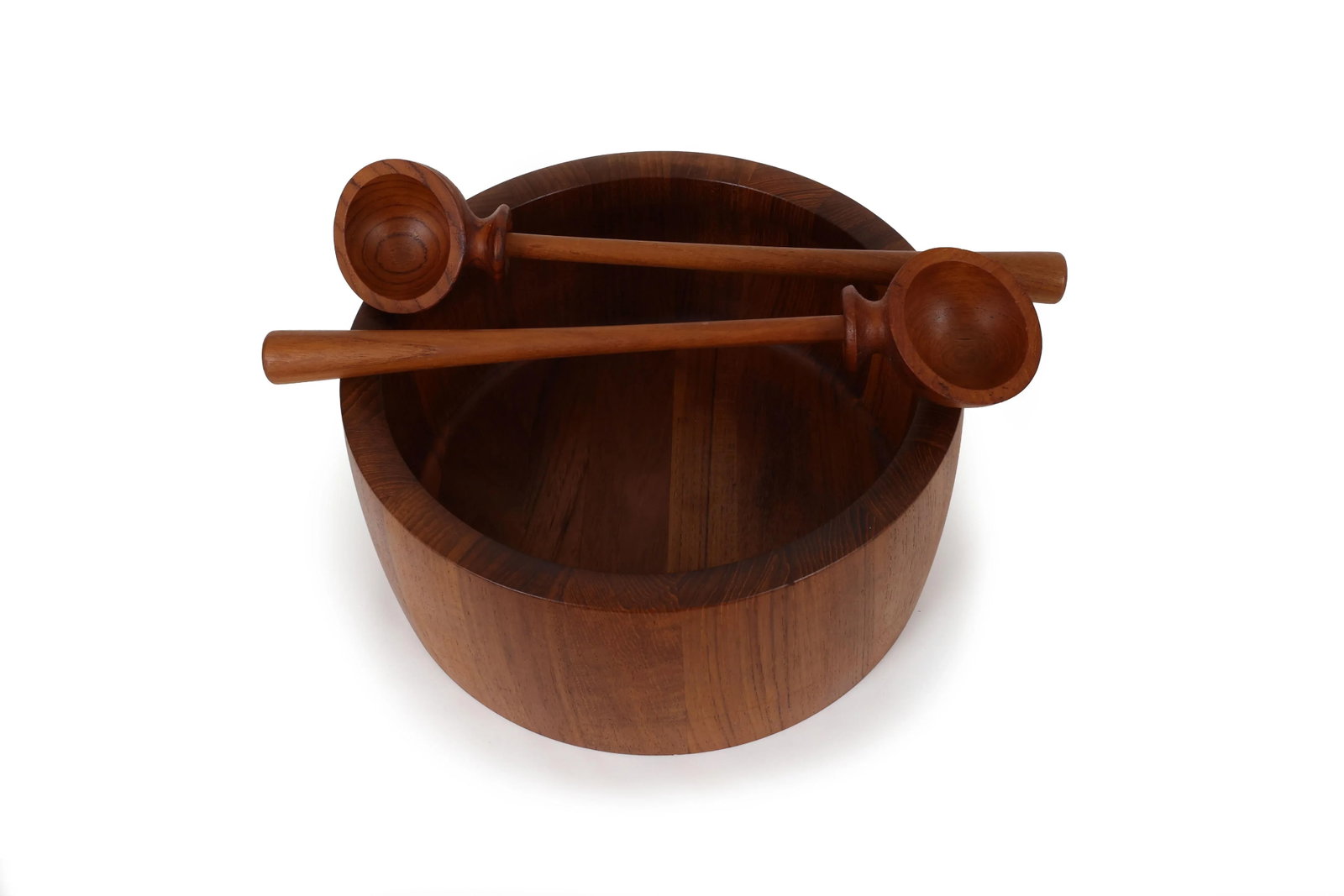 Richard Nissen Danish Modern Staved Teak Salad Bowl With Servers - 6