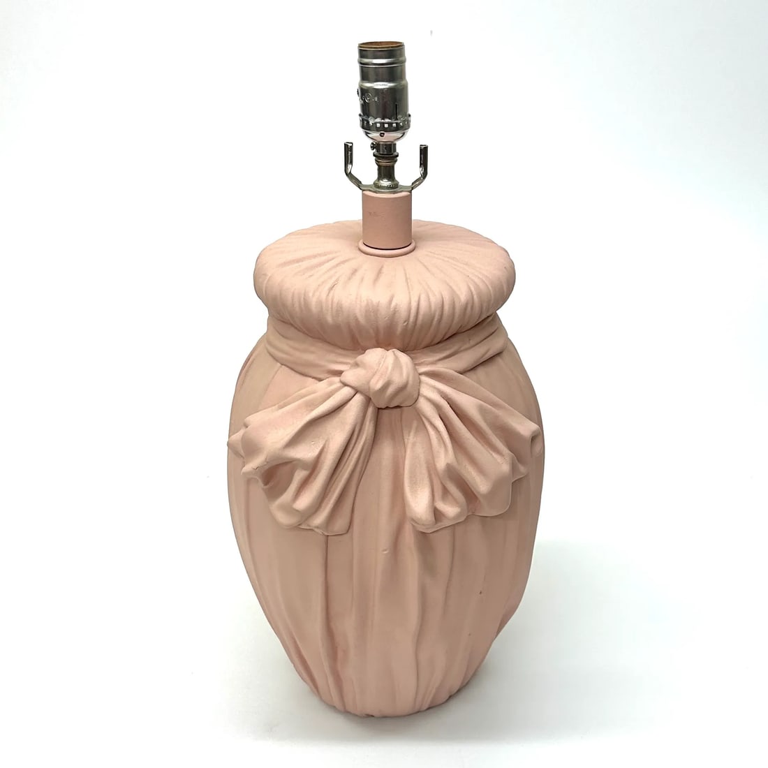 Faux Bow Pink Plaster Table Lamp Attributed to John Dickinson, 1970s - 2
