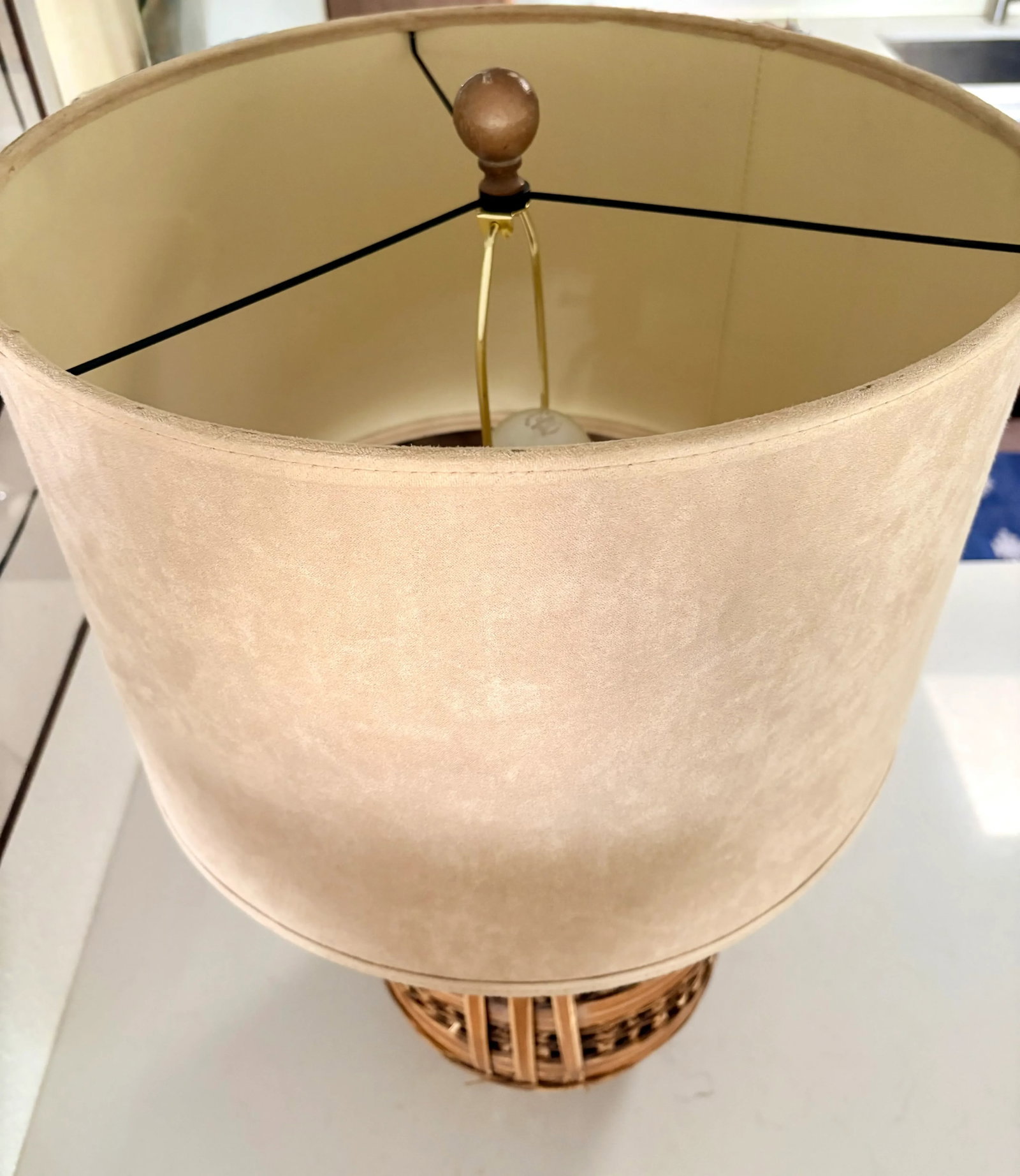 Vintage Coastal Woven Rattan Table Lamp With Sueded Shade - 13