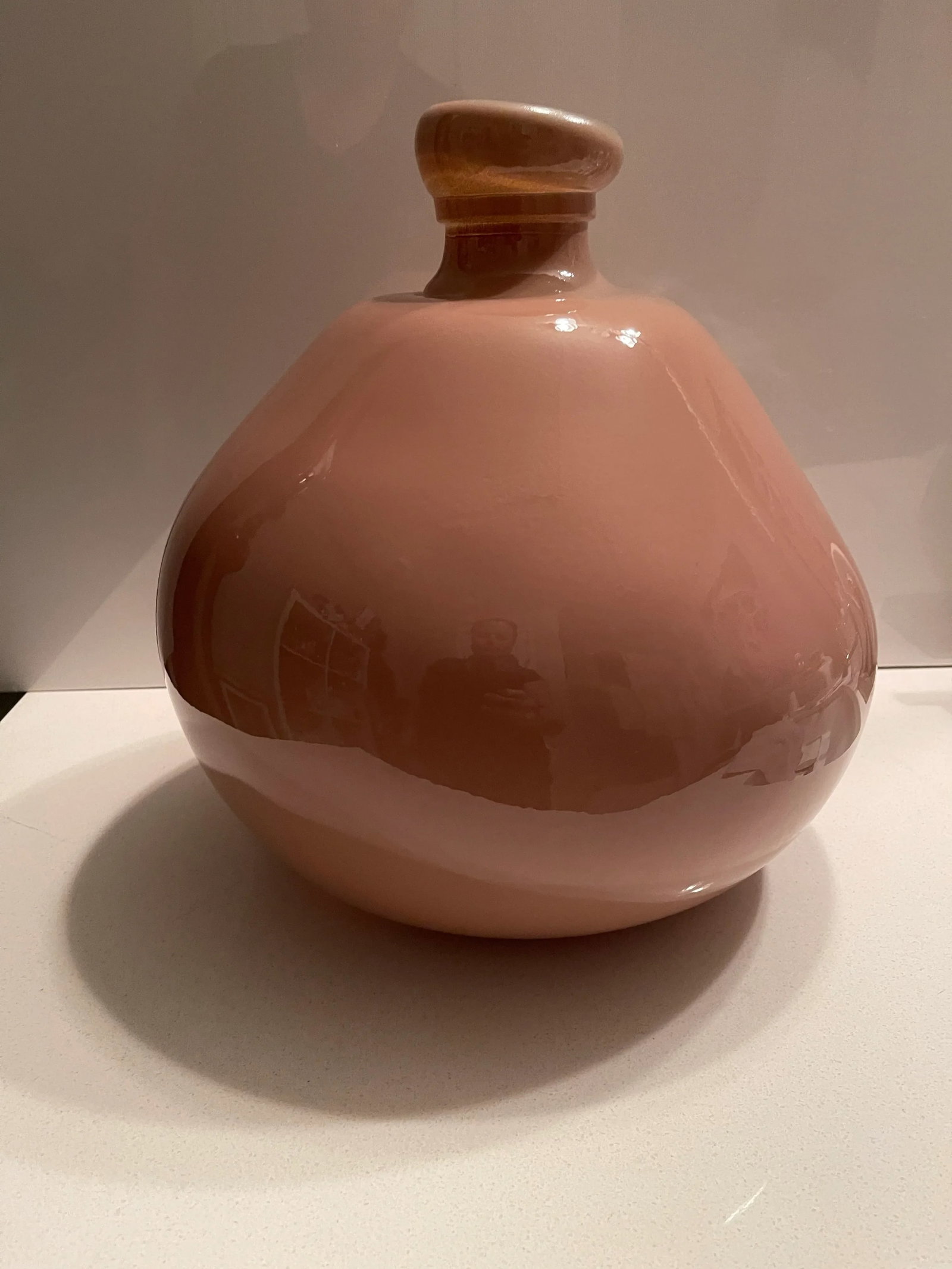 Mauve Ovular Glass Vase, Handmade of Recycled Glass, Spain - 11