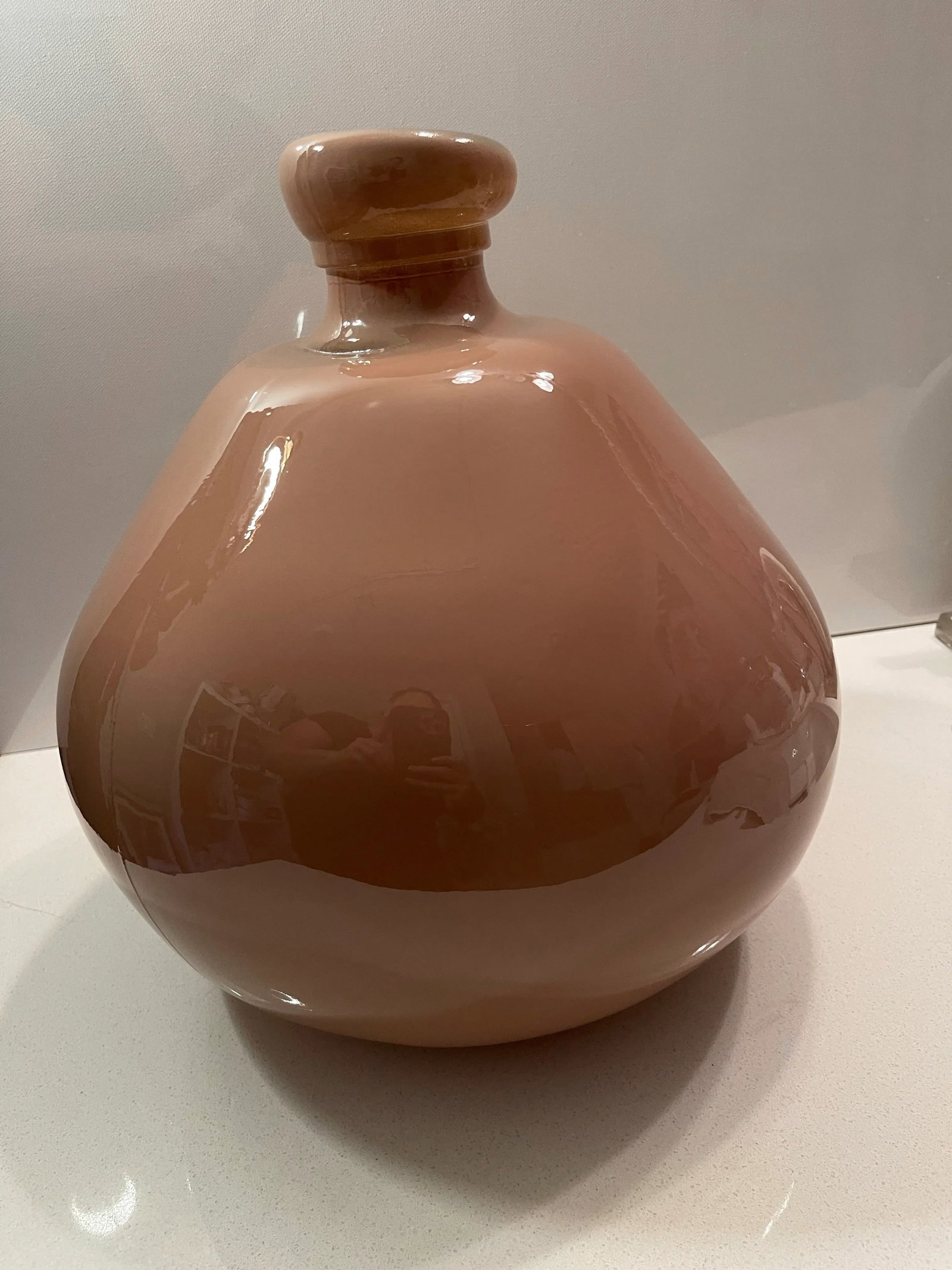 Mauve Ovular Glass Vase, Handmade of Recycled Glass, Spain - 12