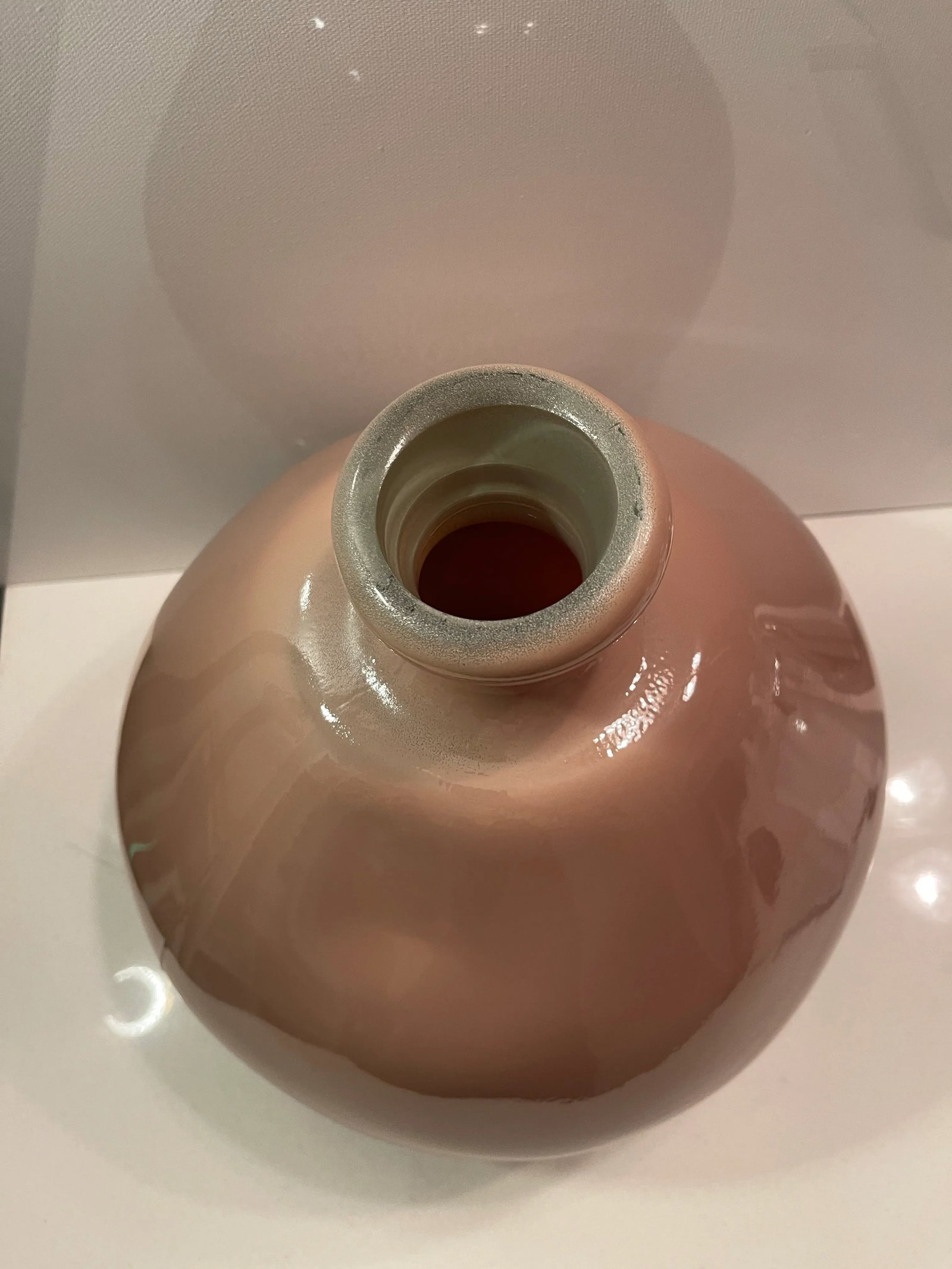 Mauve Ovular Glass Vase, Handmade of Recycled Glass, Spain - 8