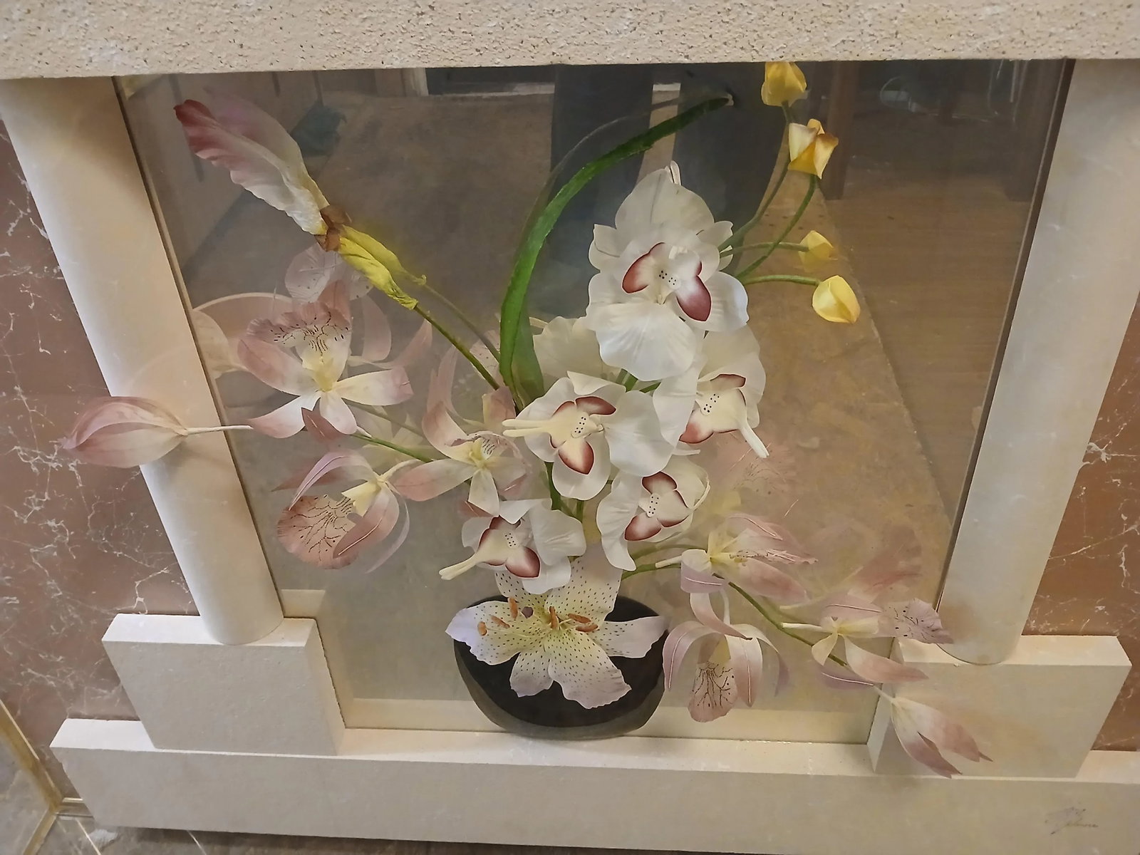 1990s Jon Gilmore Accessory Art Postmodern 3D Mirror Orchid Flower Vase Collage Sculpture - 5