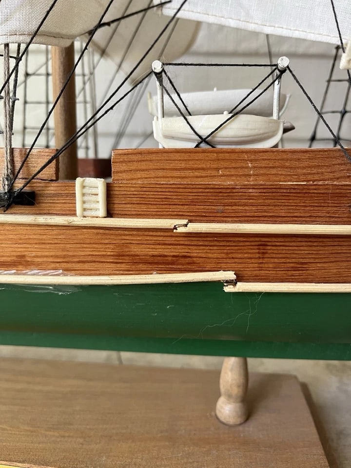 1970s Large Wooden Representation Handmade 1853 Young America Replica Clipper Ship - 6