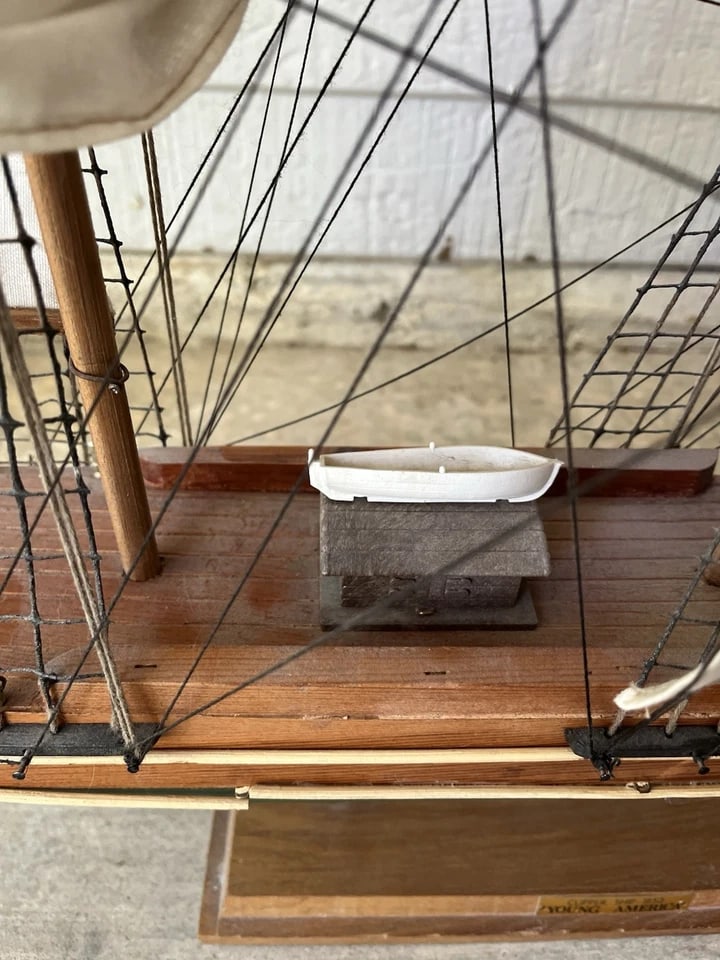 1970s Large Wooden Representation Handmade 1853 Young America Replica Clipper Ship - 8